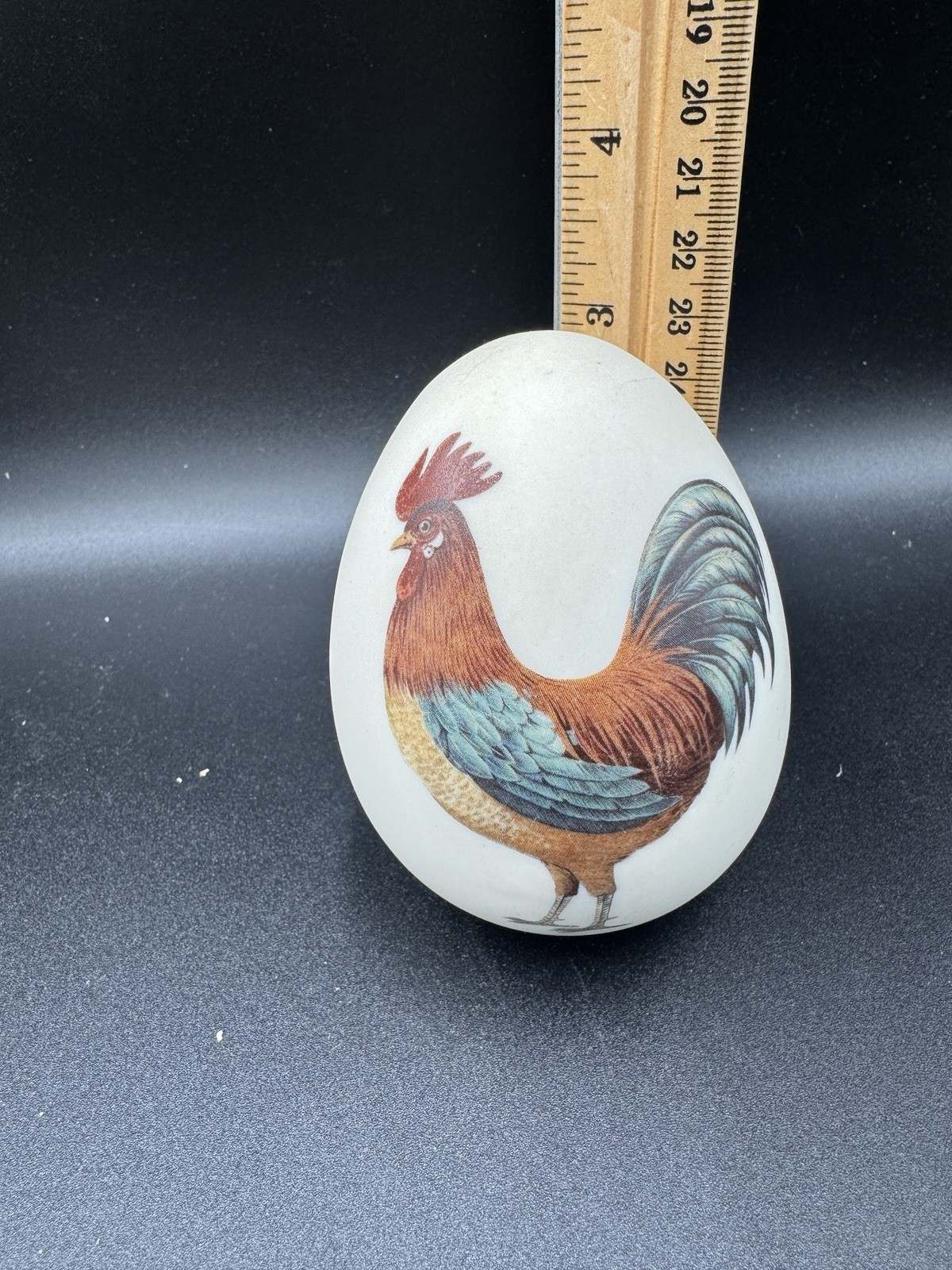 Large Egg With Rooster Design 3”Ceramic French Country Cottage Core