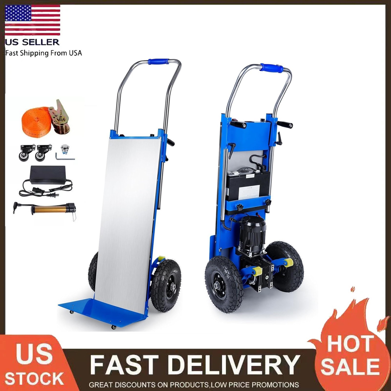 Electric Stair Climbing Hand Trucks Dolly Cart for Moving 880lb Max Capacity US