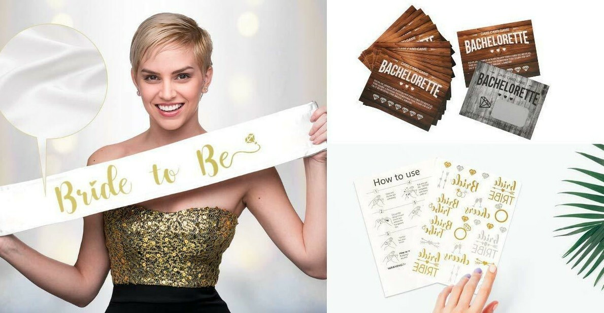 Bachelorette Party Supplies Includes 'Bride to Be' Sash, Game Cards & Tattoos