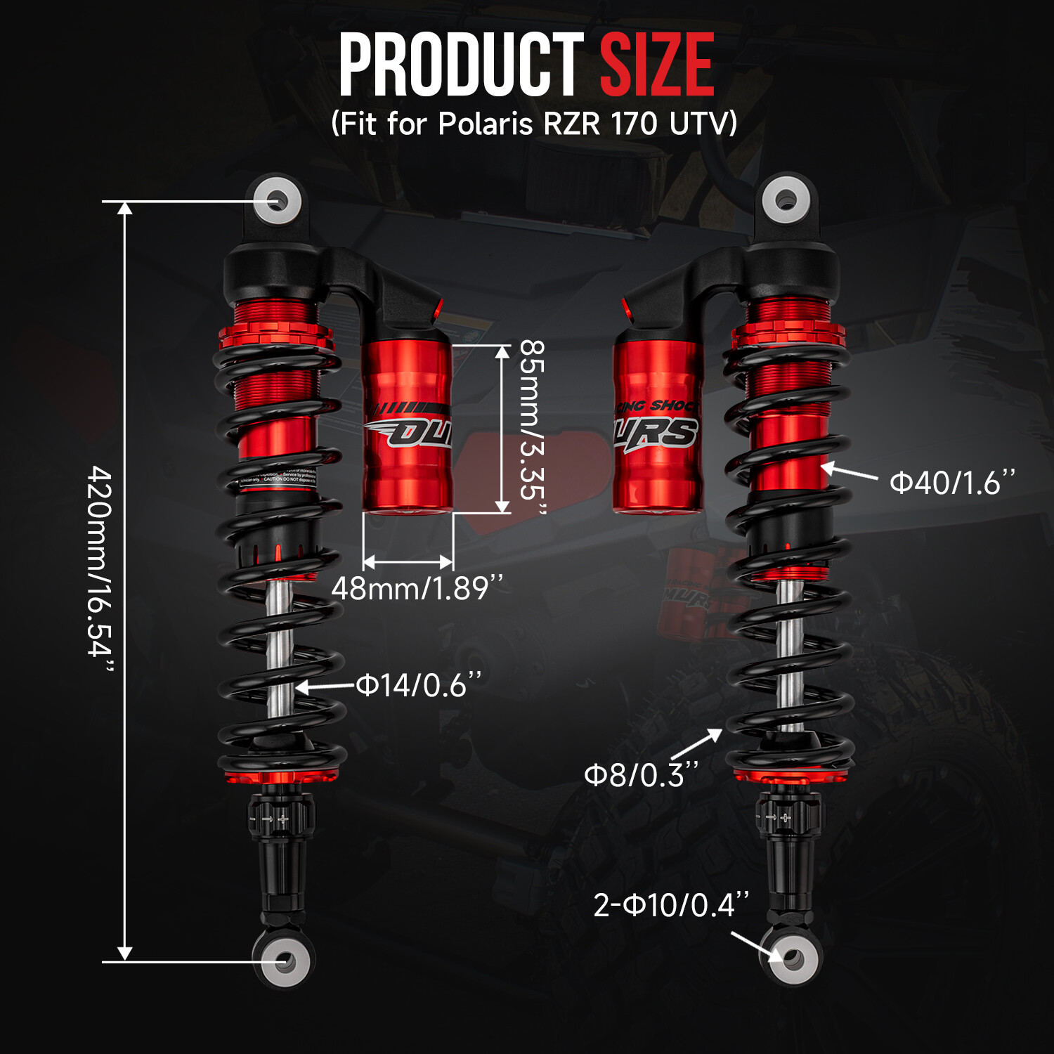 For 2009-2021 Polaris Rzr 170 Stage 5 Upgraded Front & Rear Air Shocks Absorbers