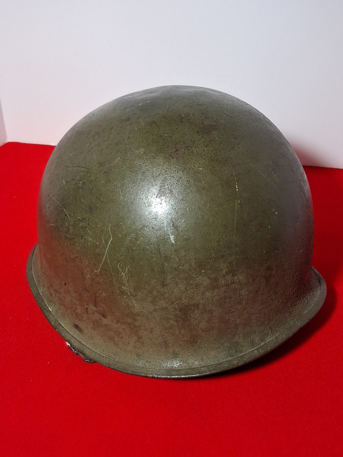 Original WW2 US M1 Helmet Late WWII Rear Seam Swivel Bale VG Post War Chin Strap