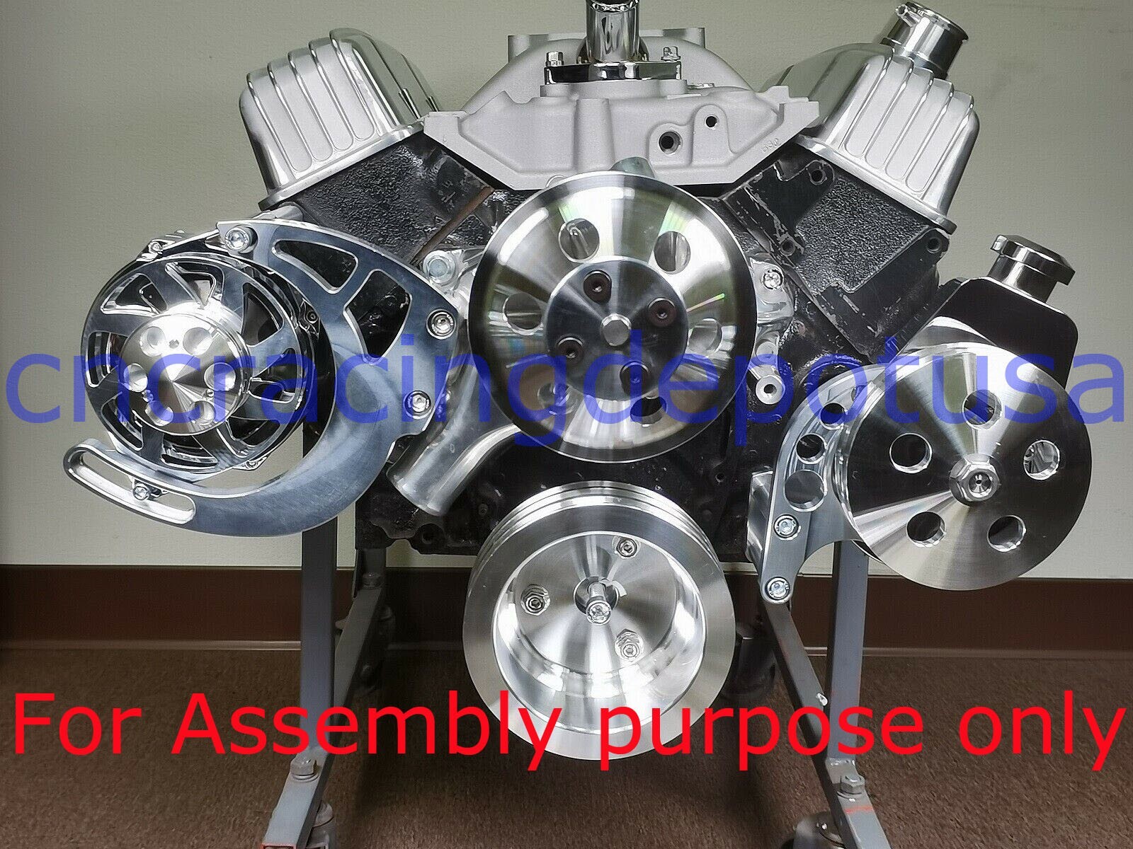 CHEVY SBC 350 MID MOUNT ALUM FRONT ACC DRESS UP COMPLETE KIT FOR LONG WATER PUMP