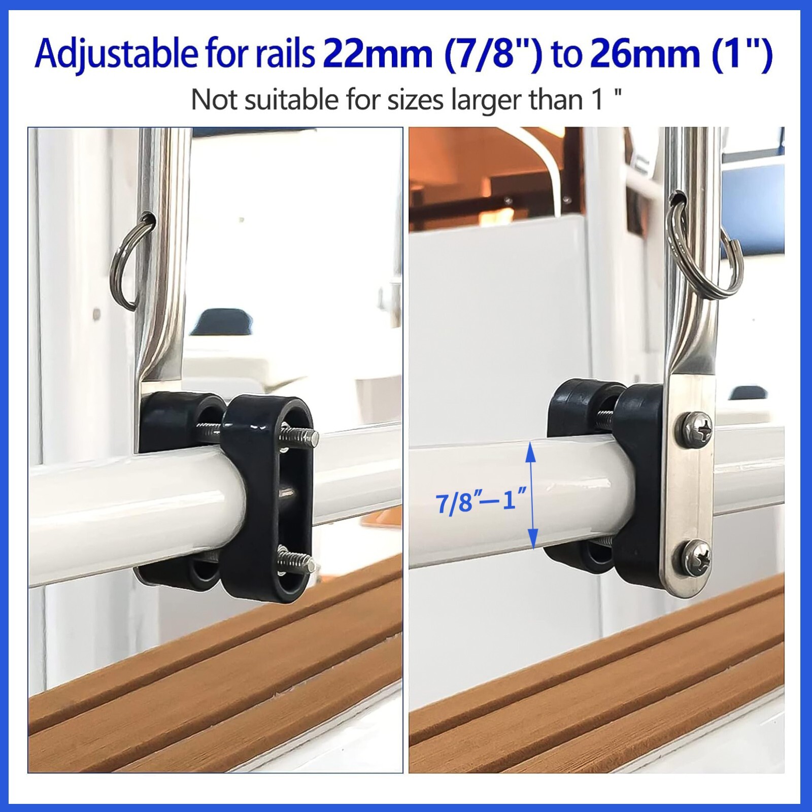 2X Marine Boat Pontoon Flag Pole 7/8"-1" Rail Mount Stainless Steel (US Flags)