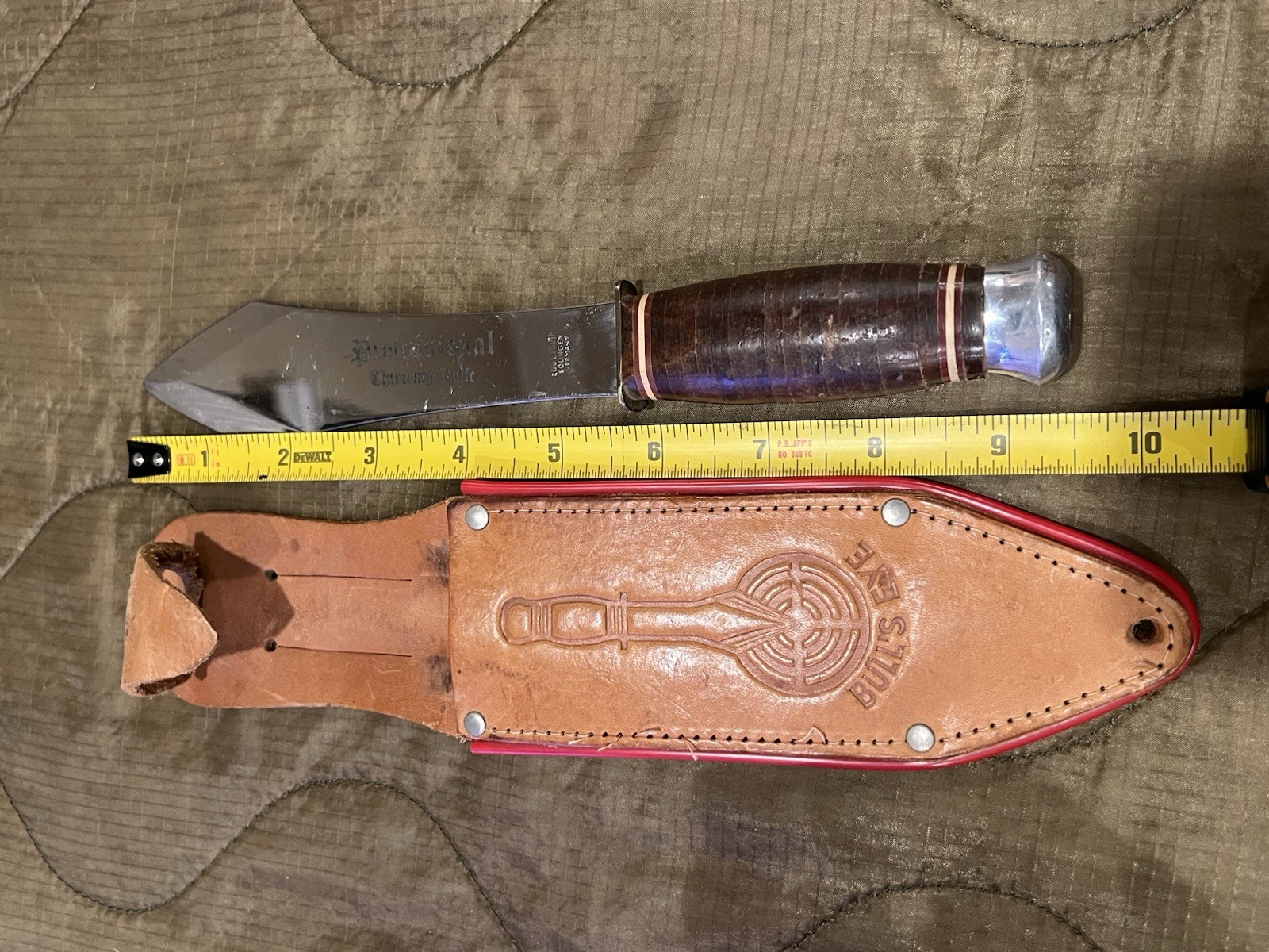 Vintage Edge Mark BULL’S EYE Throwing Knife w Sheath- Solingen Germany