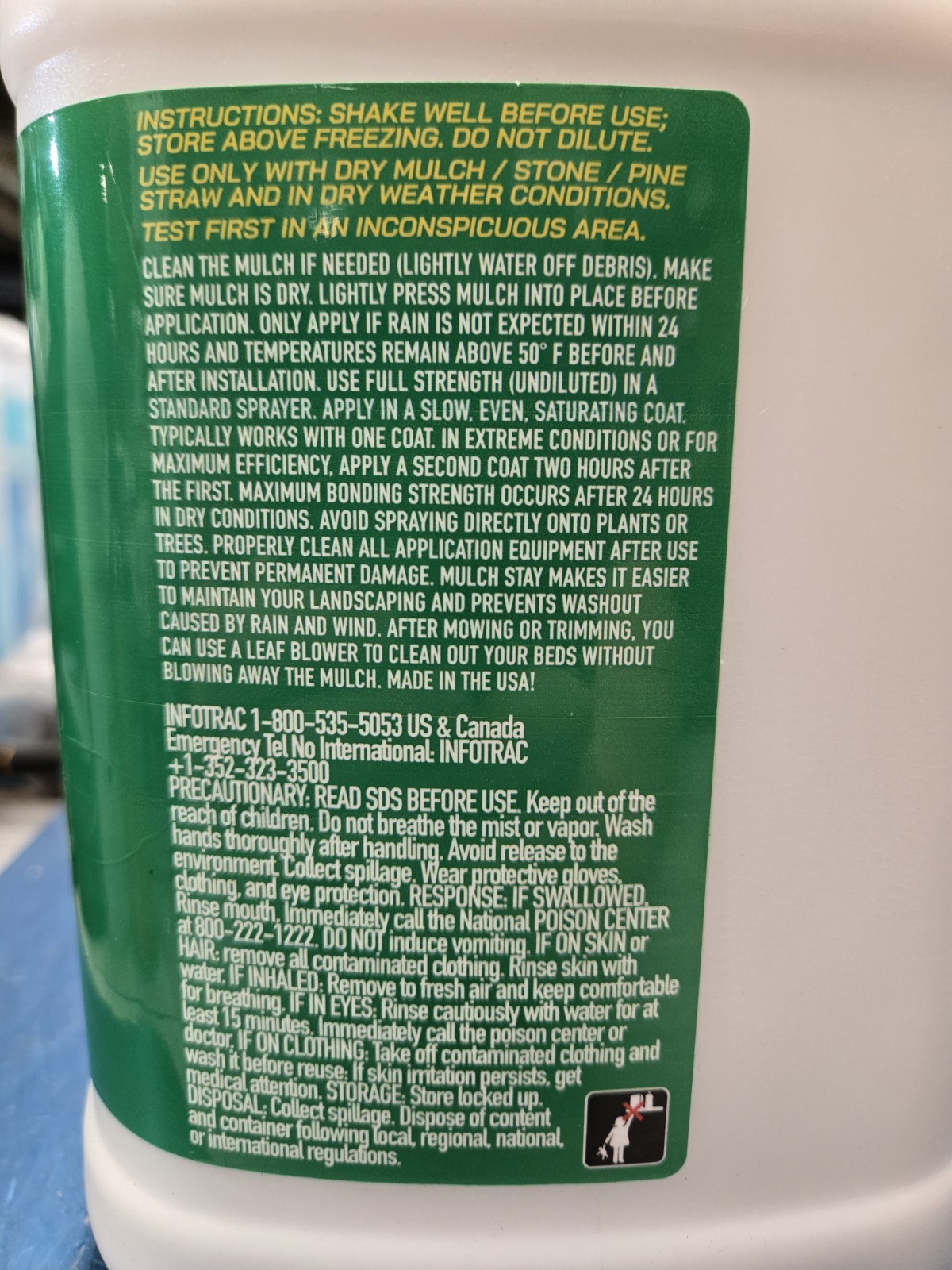 B3C Mulch Stay 10X Strength Mulch & Stone Glue- Dries Clear- 1 Gallon