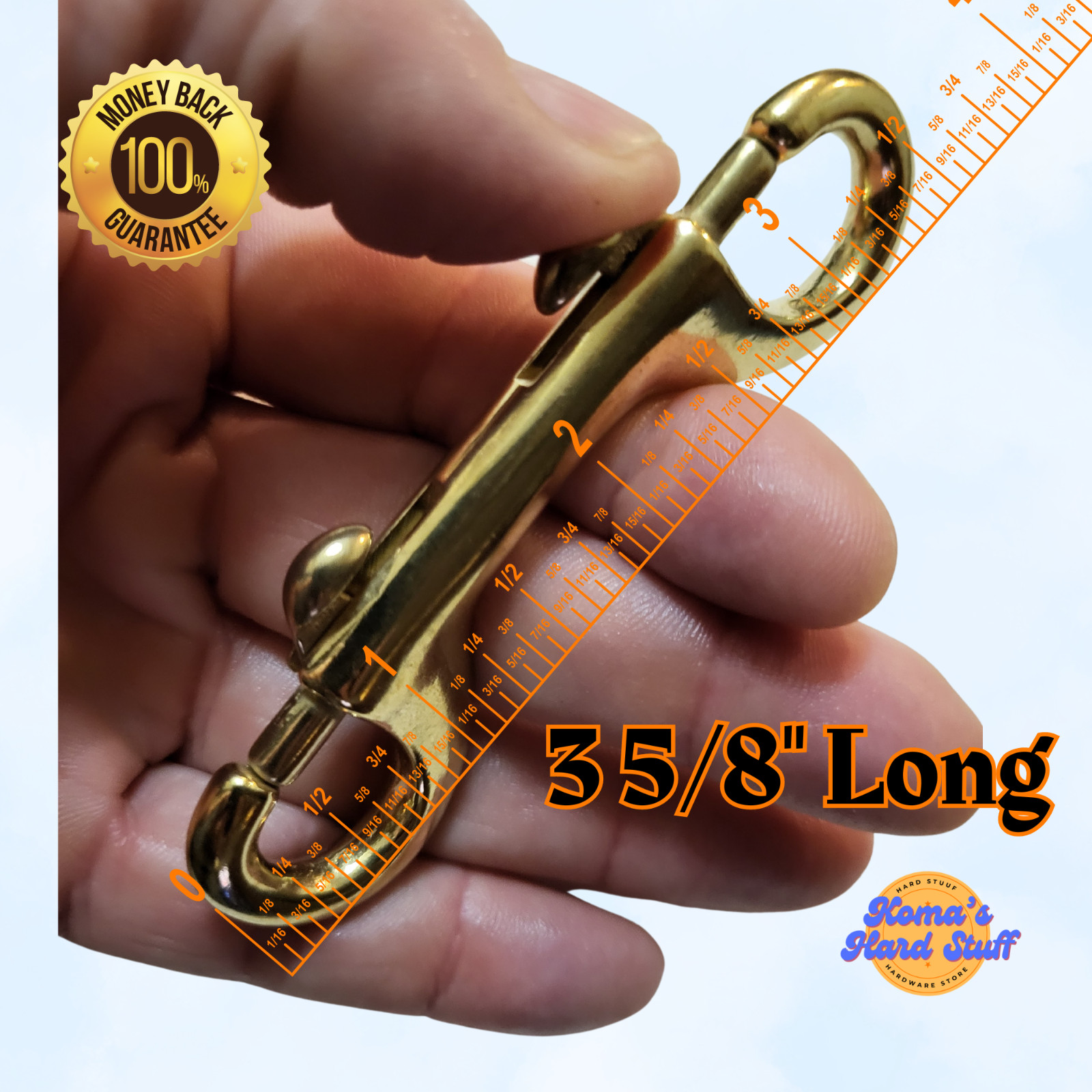 3 5/8" Marine Grade solid brass snap hook.
