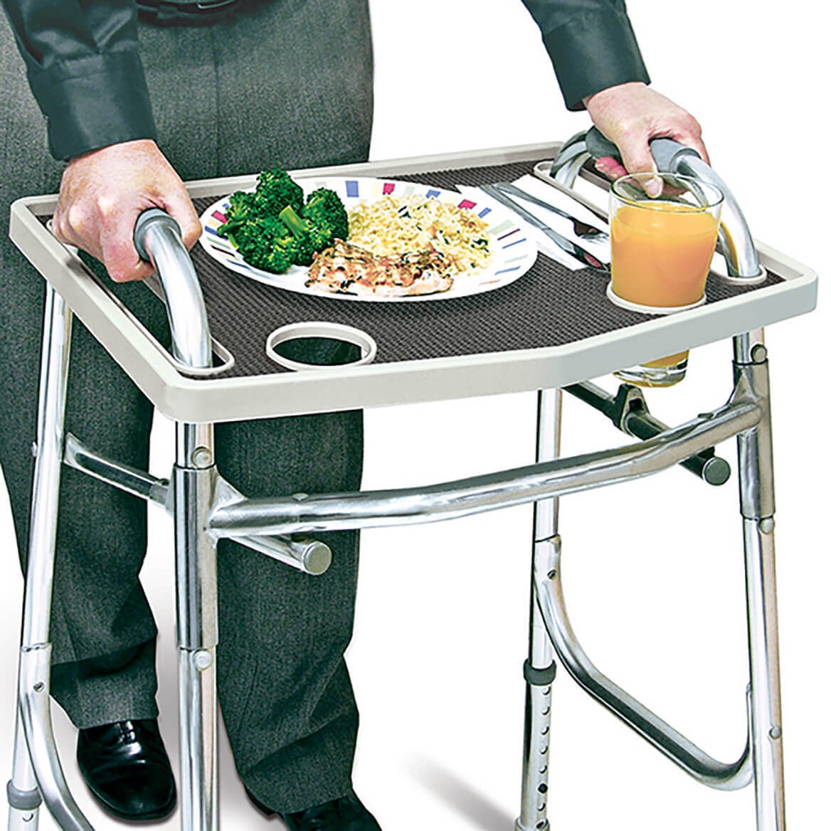 Walker Tray with Grip, Gray