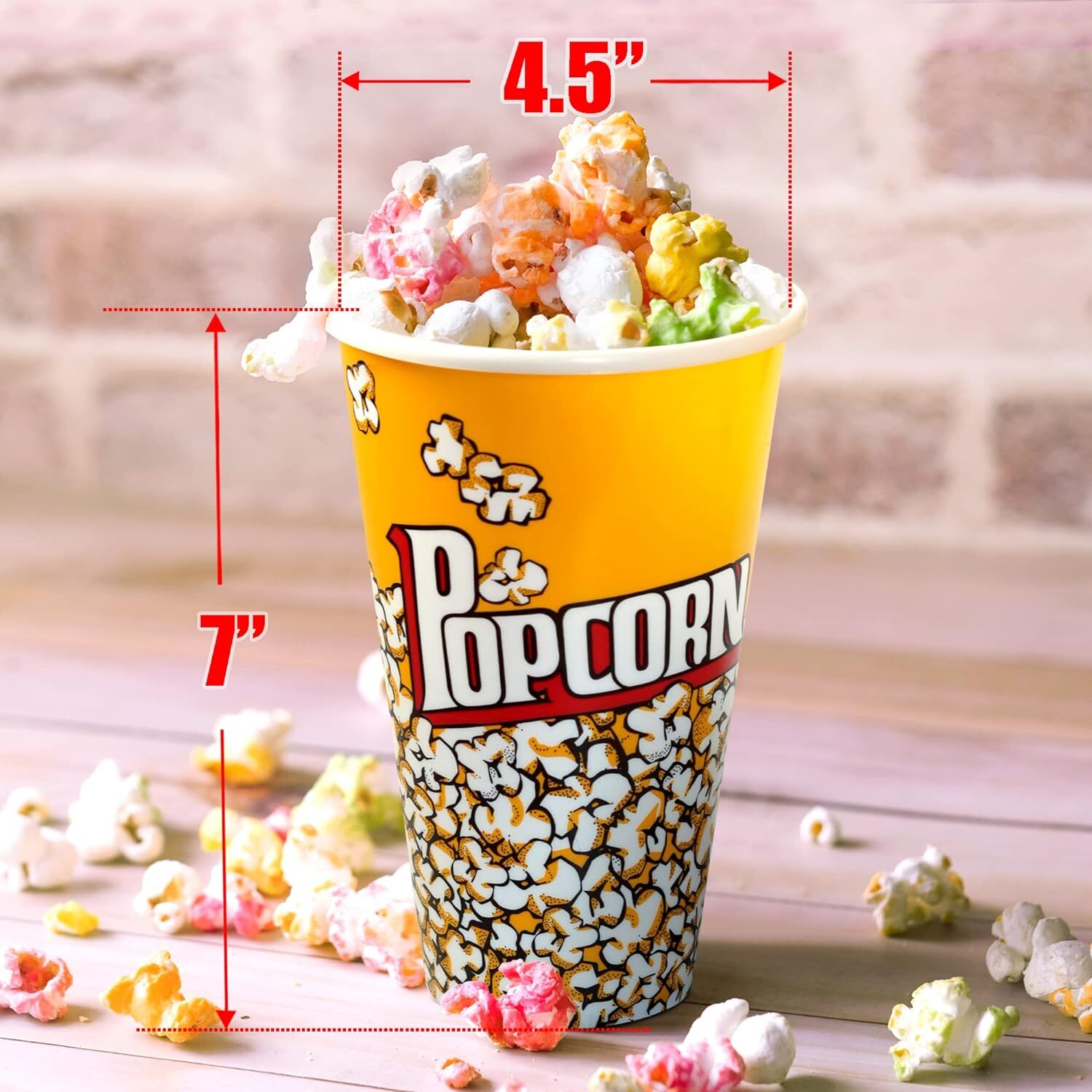 Retro Style Plastic Popcorn Containers Boxes Bucket for Movie Night (3 Pack)