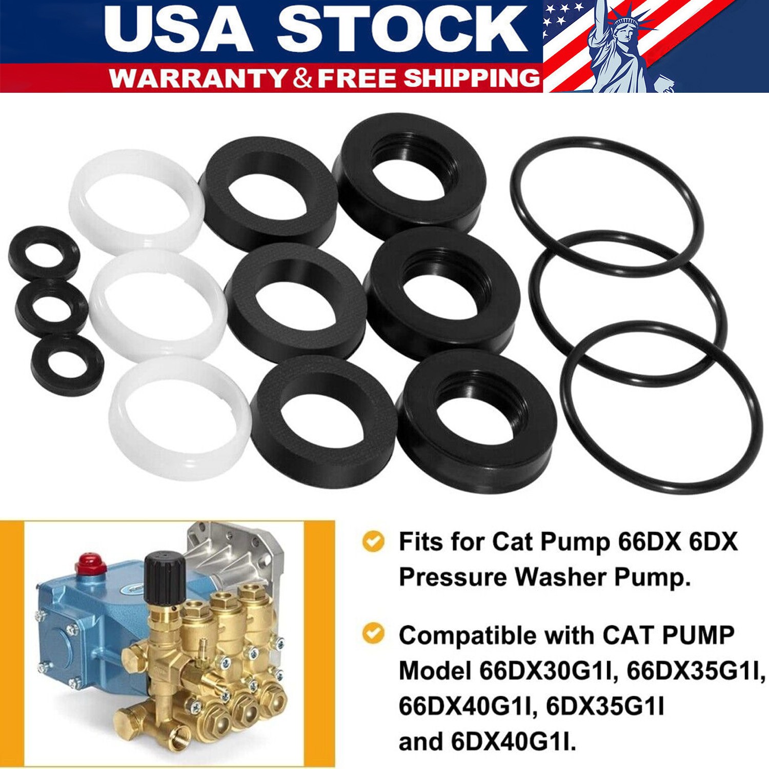 Seal Kit 34262 for Cat Pressure Washer Pump 66DX 6DX 6DX40G1I 66DX40G1I 6DX35G1I
