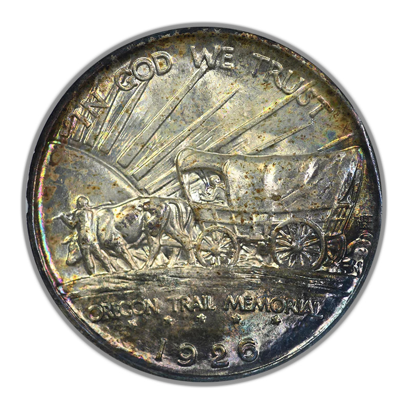 1926-S Oregon Trail Commemorative Half Dollar 50C NGC Fatty MS65 CAC - TONED!