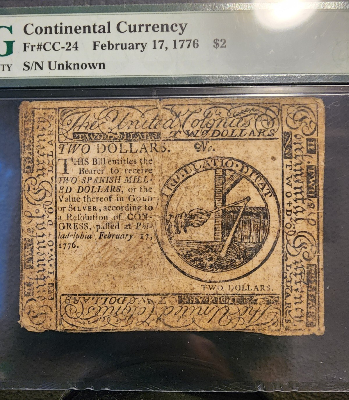 February 17, 1776 continental currency $2 PMG VF25 Fr#CC-24 Philadelphia