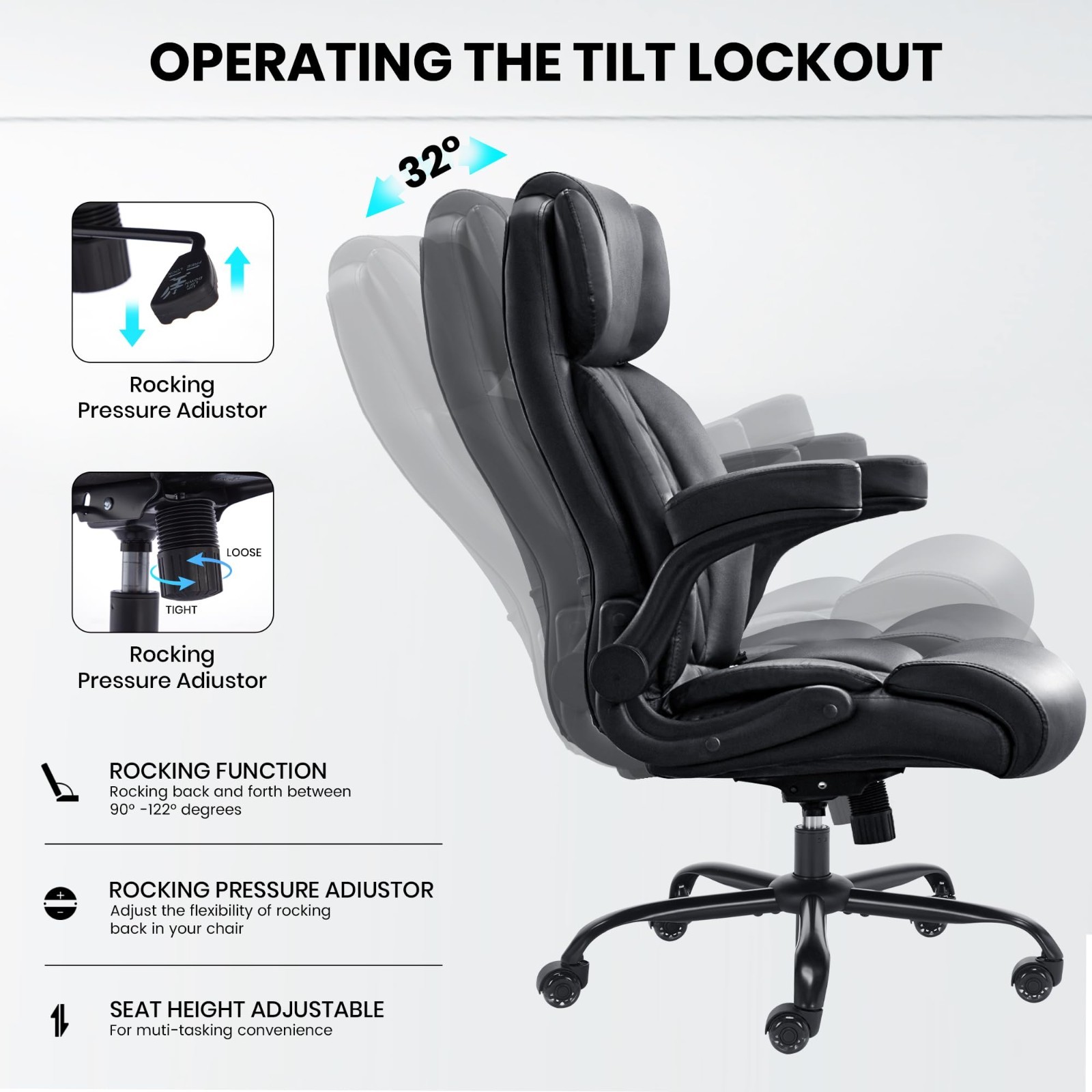 Big and Tall Office Chair 500lbs Computer Desk Chair Upgraded Rubber Wheels