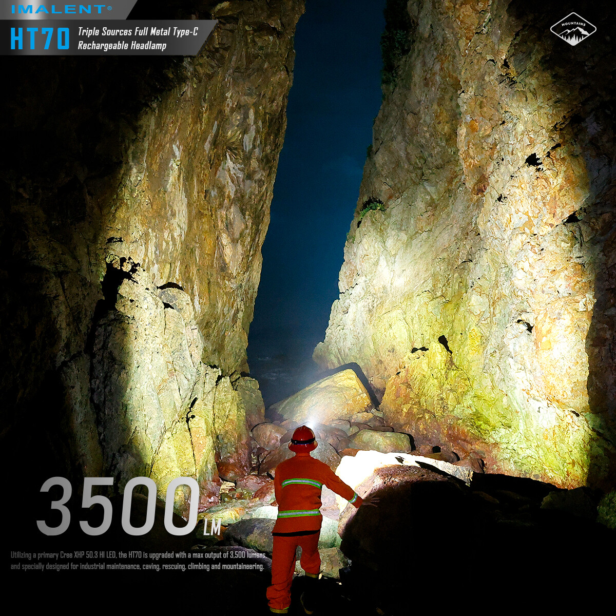 IMALENT HT70 Headtorch 3500 Lumens Headlamp Waterproof Headlight Flashlight