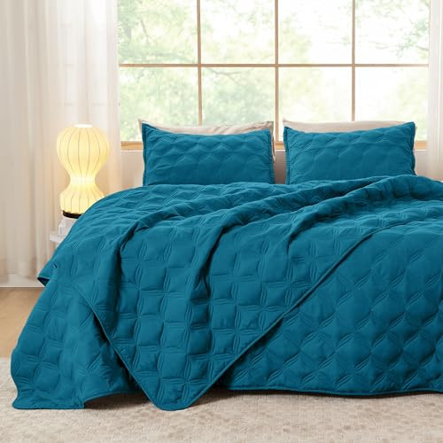 Quilt Set Teal - Oversized Lightweight Summer California King Teal Blue