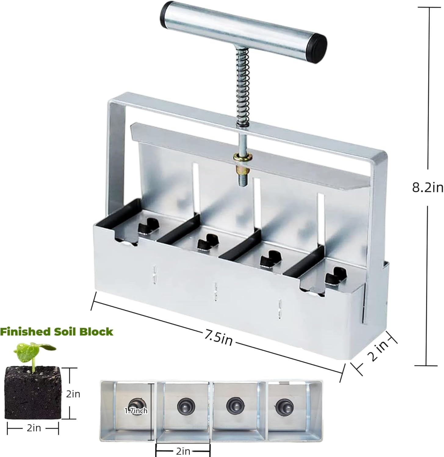 Hand-held Soil Blocker 4x2 Inch Seed Block Makers at a Time Soil Block Maker for