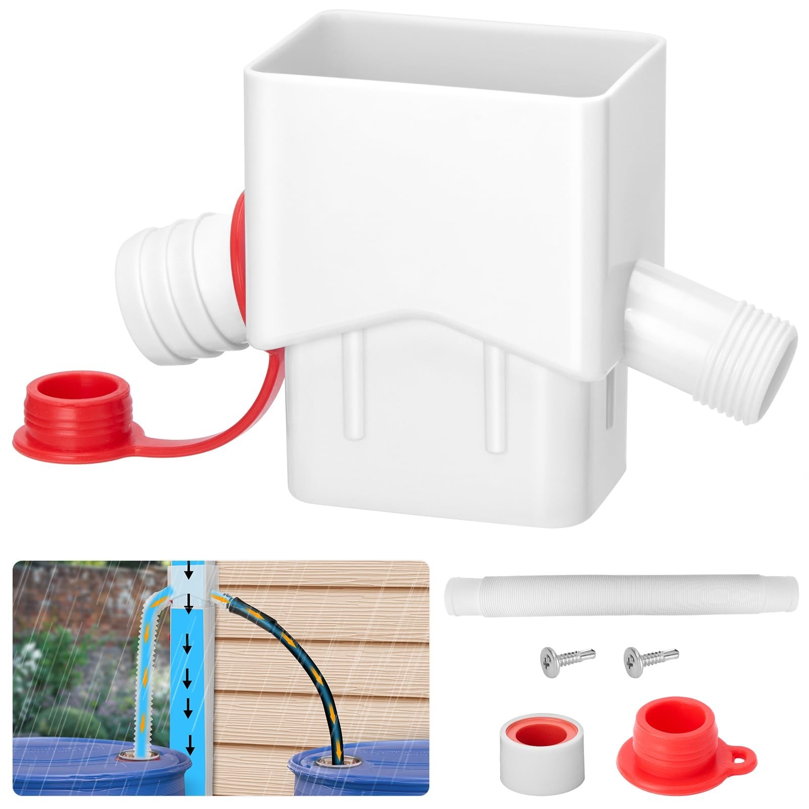WADEO Rain Barrel Diverter for 2 x 3 Downspout with 5FT Hose