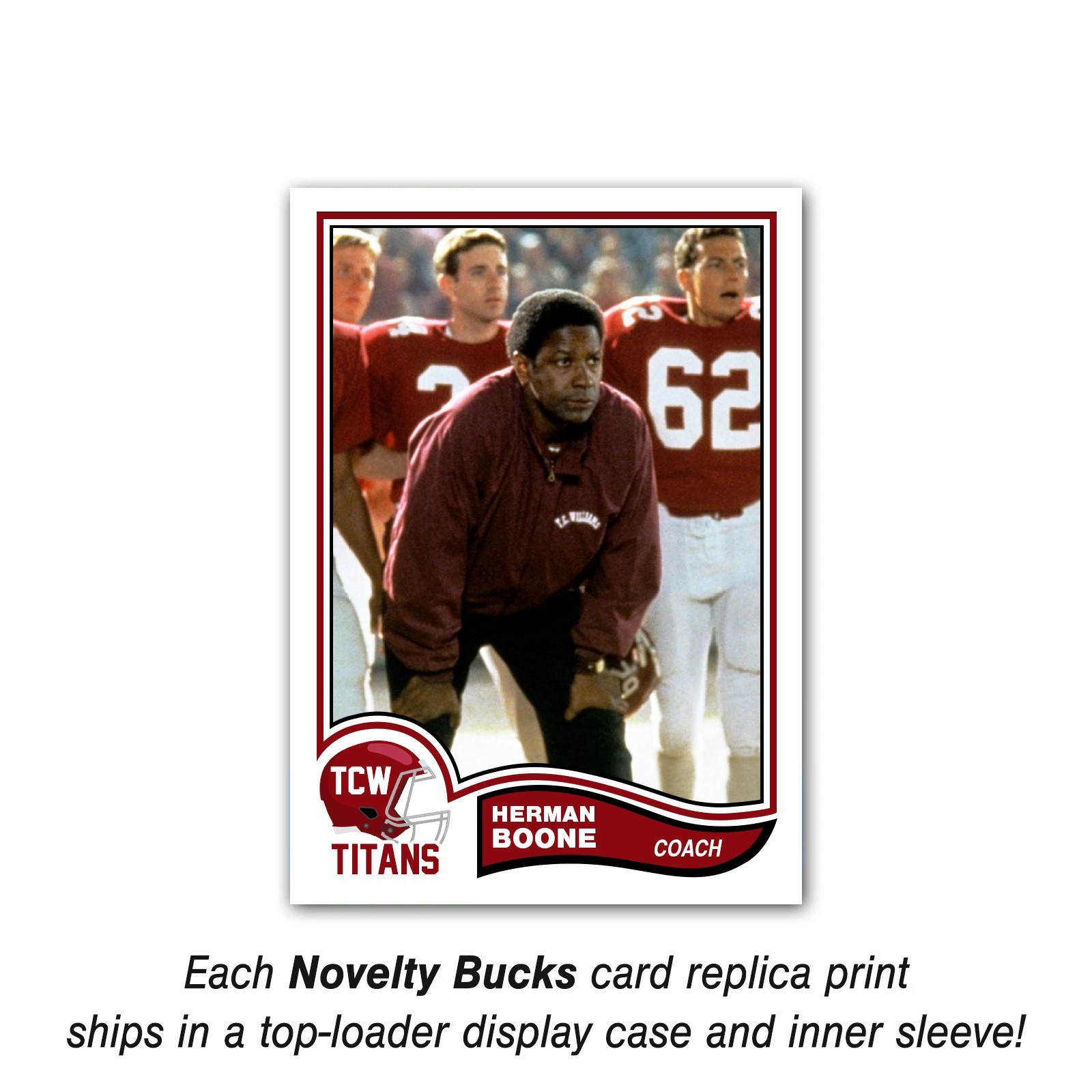 Herman Boone Remember the Titans Card Reprint Denzel Washington 1980s Style