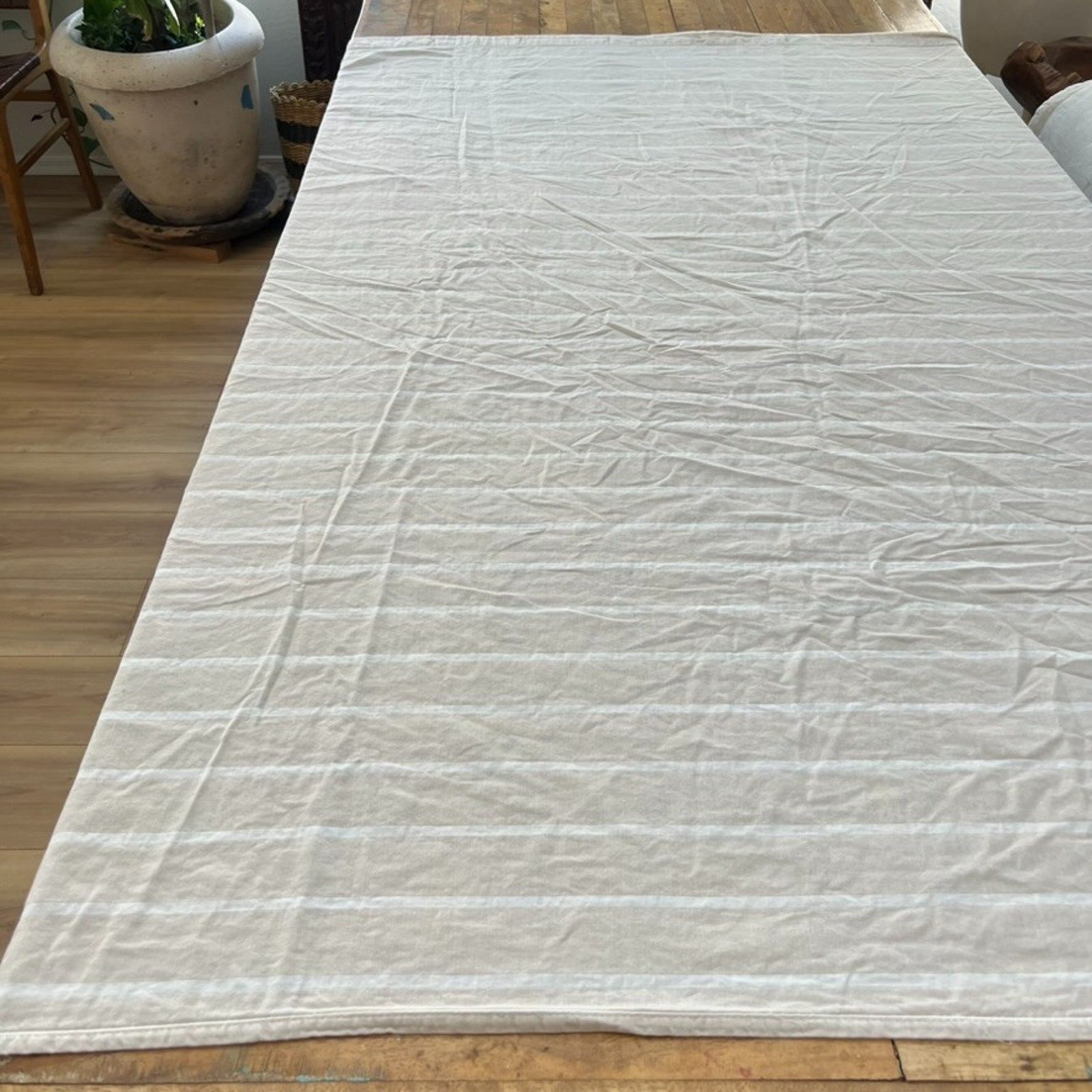 Threshold Shower Curtain Beige & White Striped 100% Cotton 67 x 68.5"