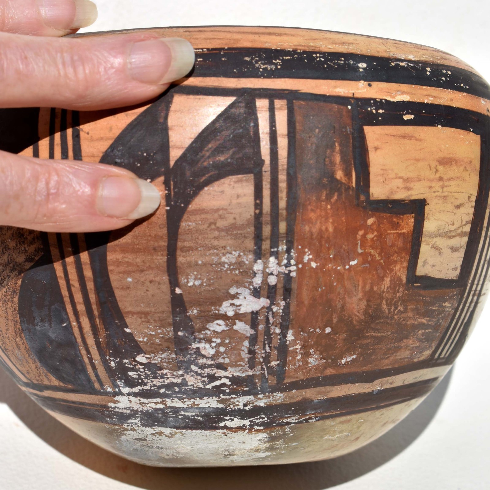 20th C Antique Hopi Sikyatki Revival - Yellow Ware Pot - Polychrome Olla Bowl