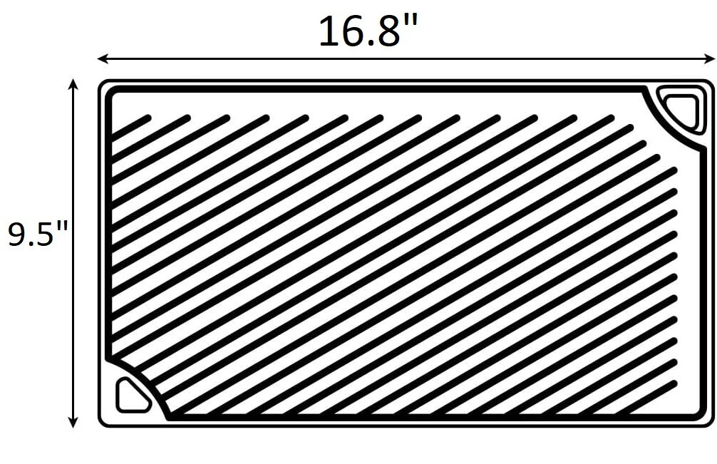 Seasoned Cast Iron Reversible Grill/Griddle, 19.00 x 9.50 Inches, Black
