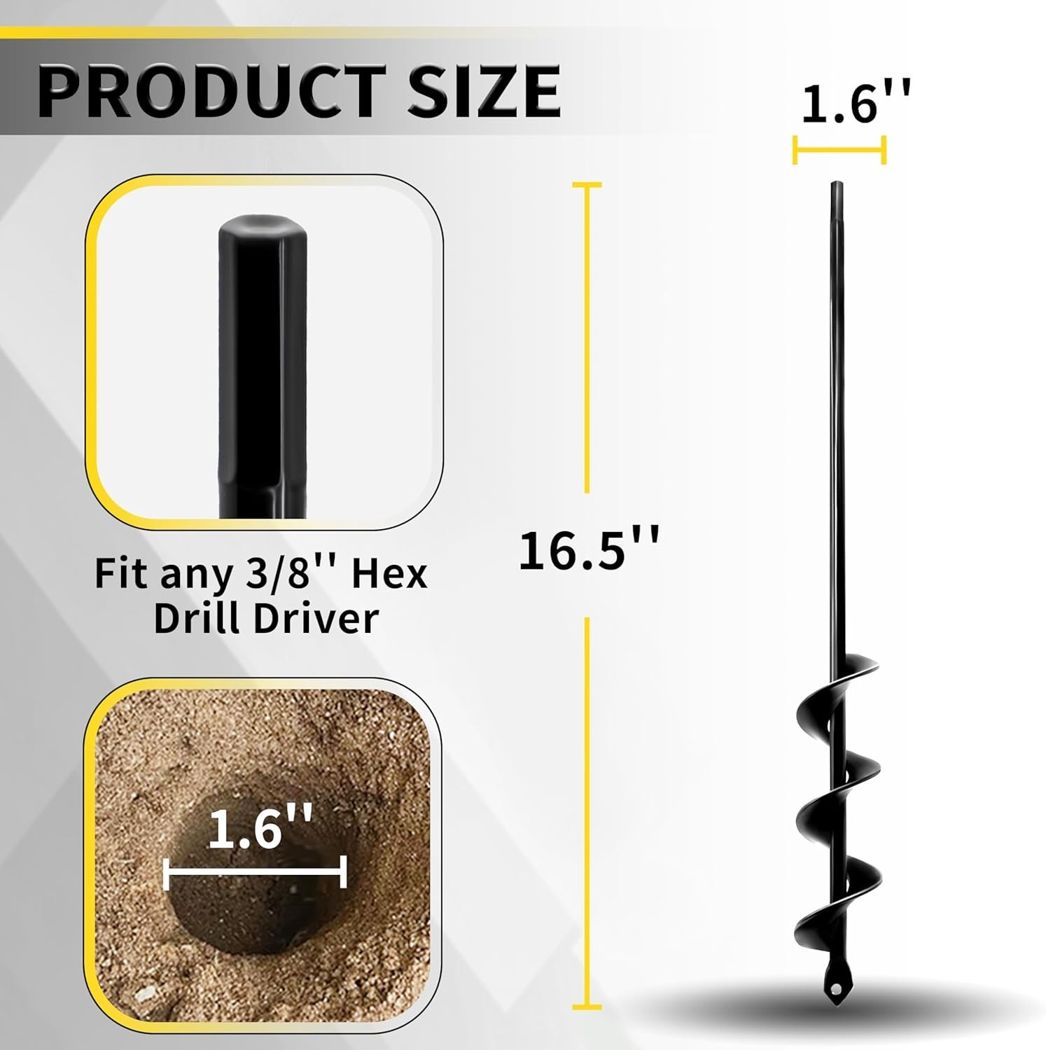 1.6 x 16.5 Plant Auger Drill Bit for Planting, New, Free Shipping