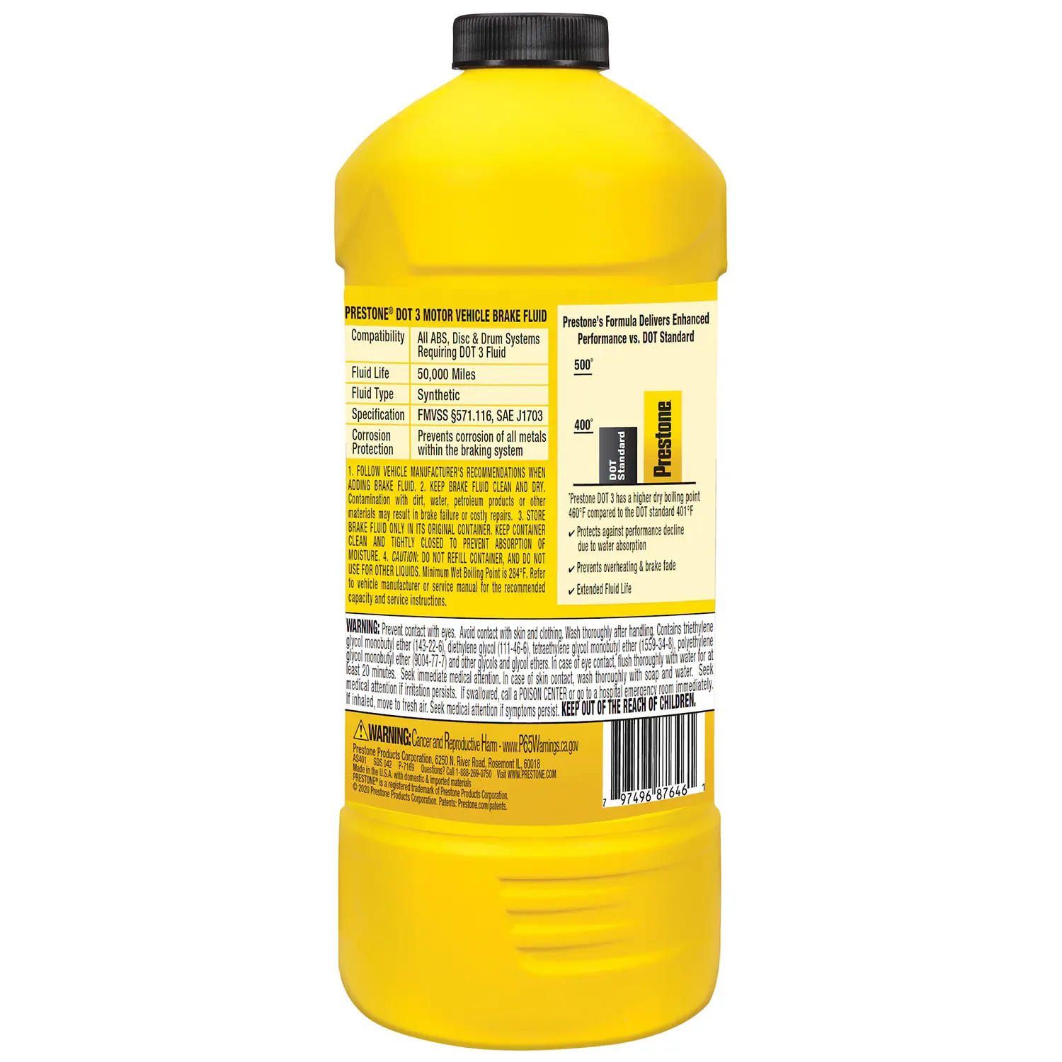 Prestone DOT 3 Brake Fluid 32 fl. oz. High Grade, 50,000 Mile Fluid Life