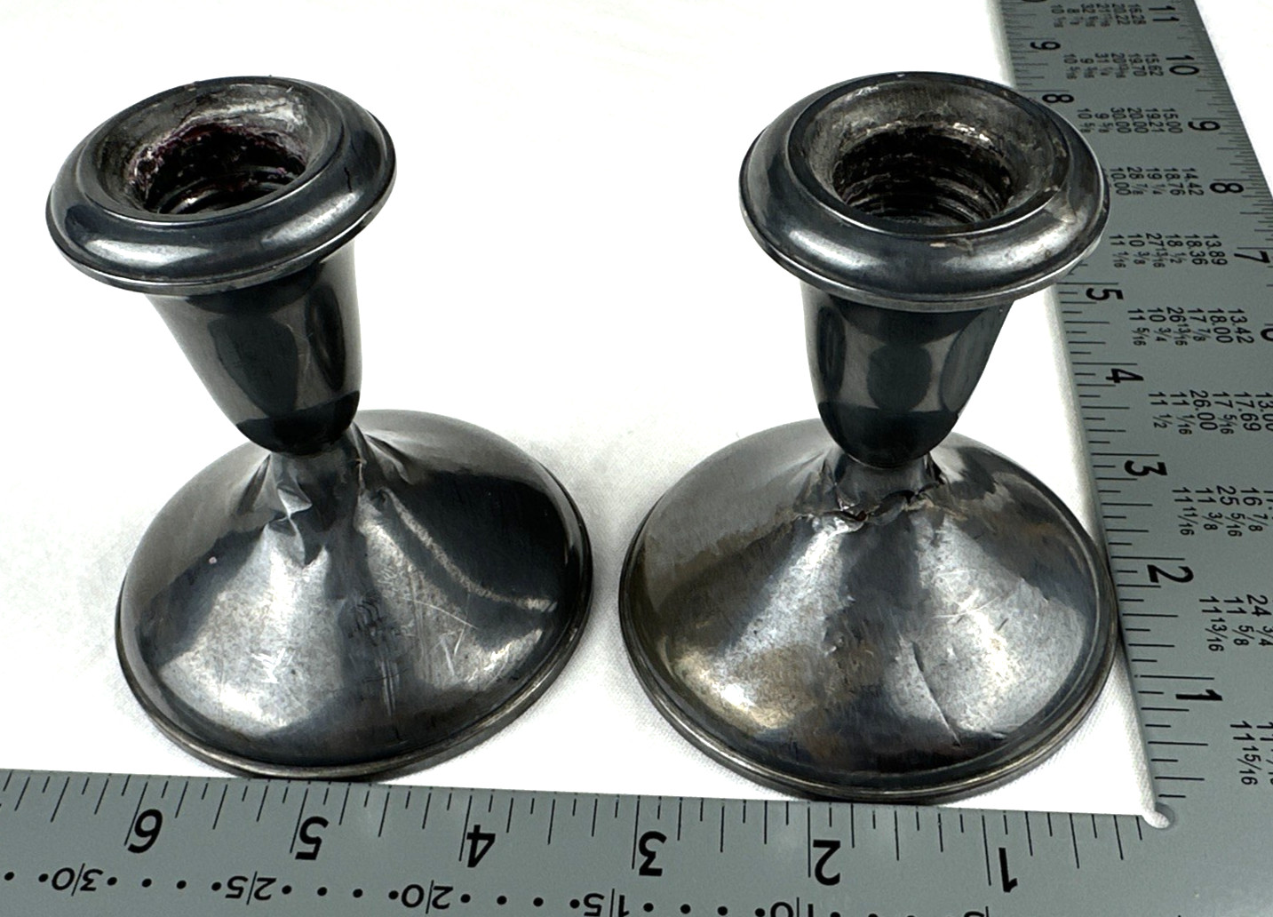 Scrap Sterling Silver Weighted Empire Candle Sticks TWt 496g, Damaged, Free Ship