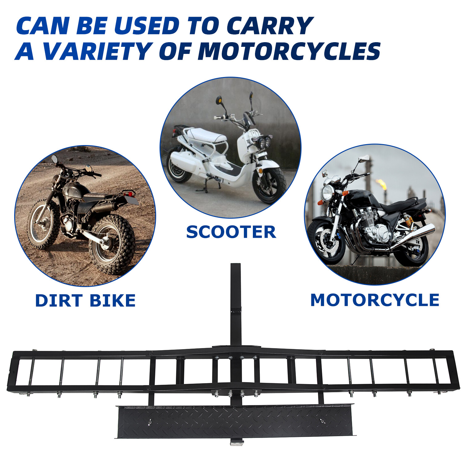600 LB Motorcycle Scooter Carrier Bike Hitch Mount Rack Ramp Steel Carrier