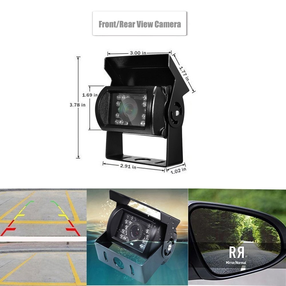 Truck Backup Camera Heavy Duty 18 LED IR Night Vision Vehicle Rear View 12V-24V