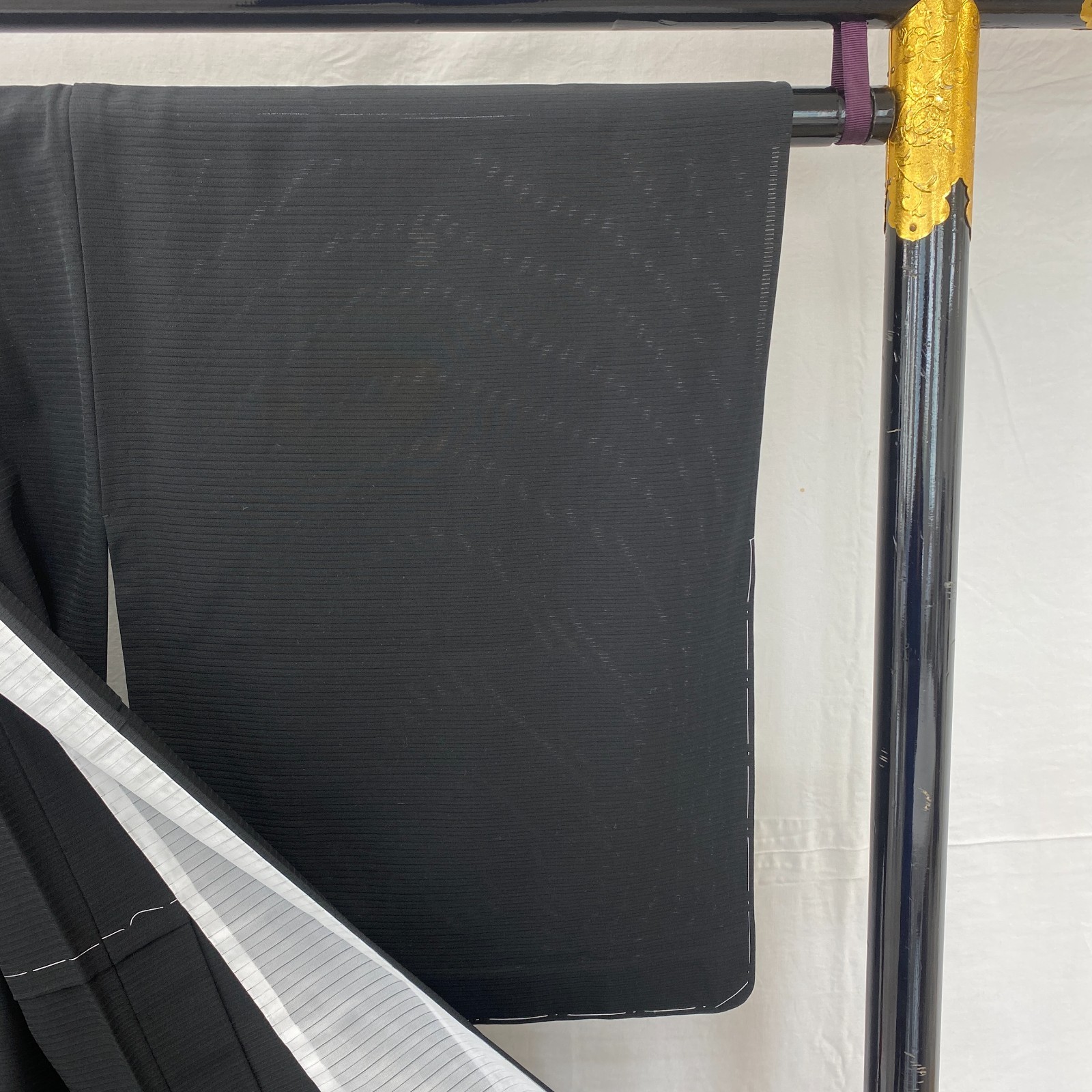 Japanese Vintage Kimono Silk Black Tomesode No Lining Family crest Length 64 in