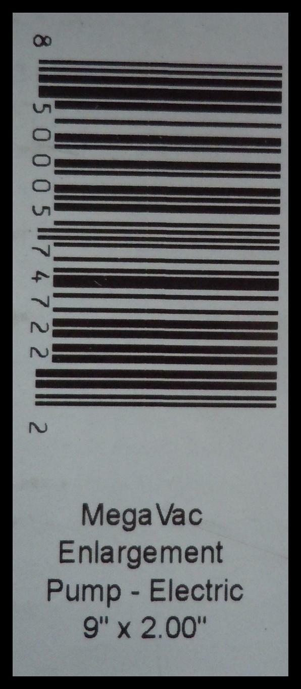 ~ Megavac Electric Penis Enlargement Pump ~ Dr Joel Kaplan ~ Medium Size 9"x2" ~