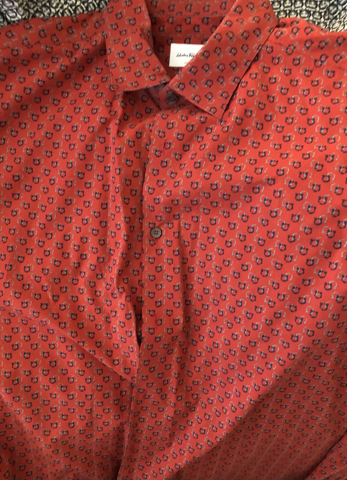 Salvatore Ferragamo Gancini Logo Button Shirt Men's Red XXL