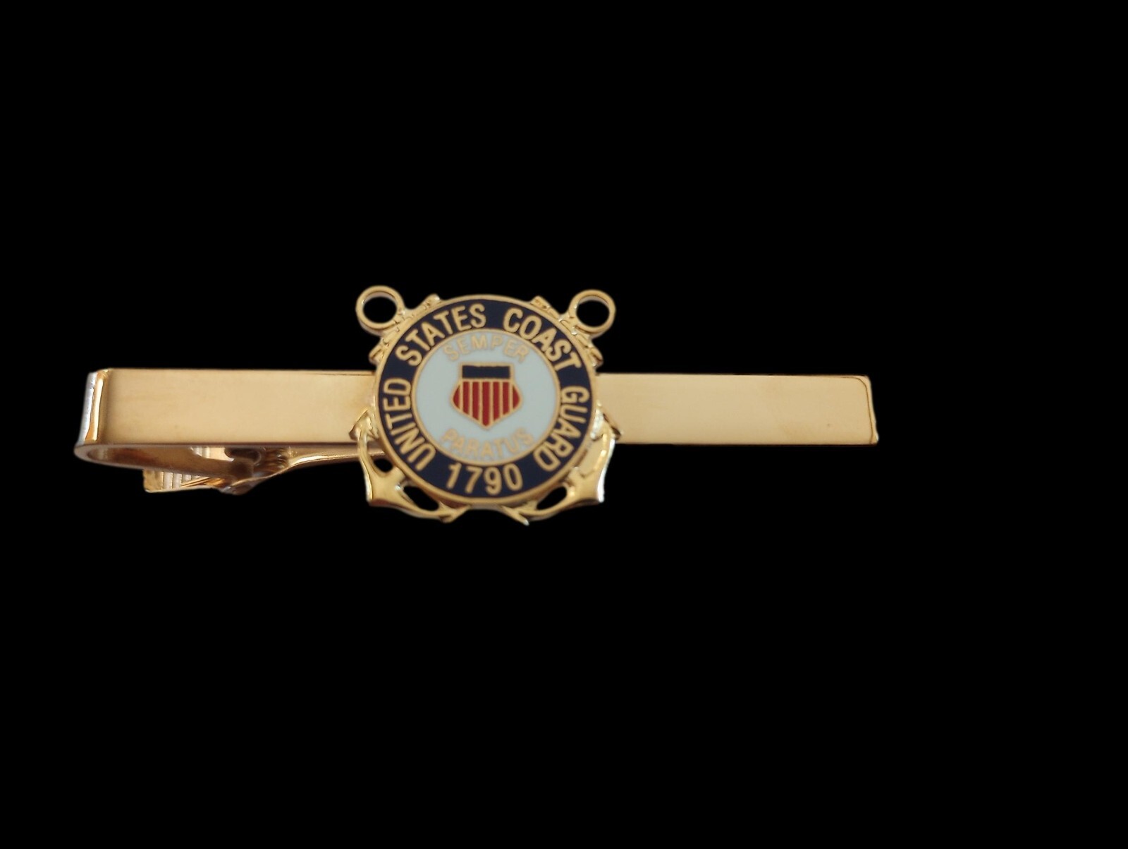 U.S COAST GUARD TIE BAR TIE TAC CLIP ON STYLE U.S.A MADE SEMPER PARATUS