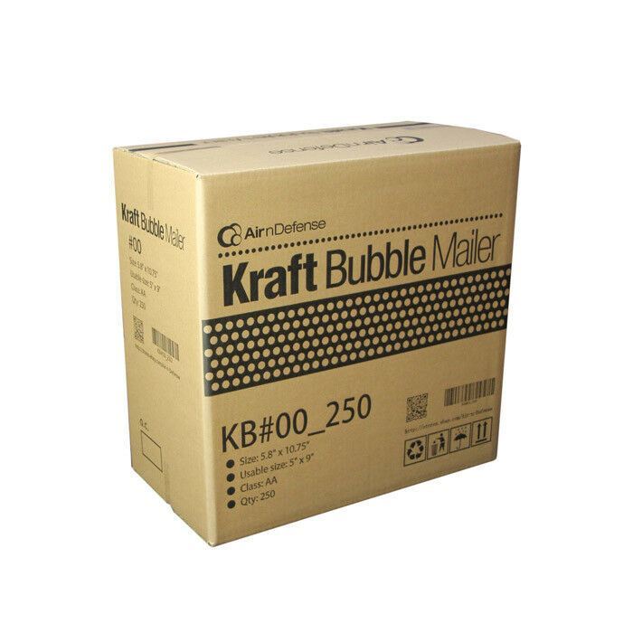 500 #00 5x10 Kraft Bubble Padded Envelopes Mailers Shipping Bags AirnDefense