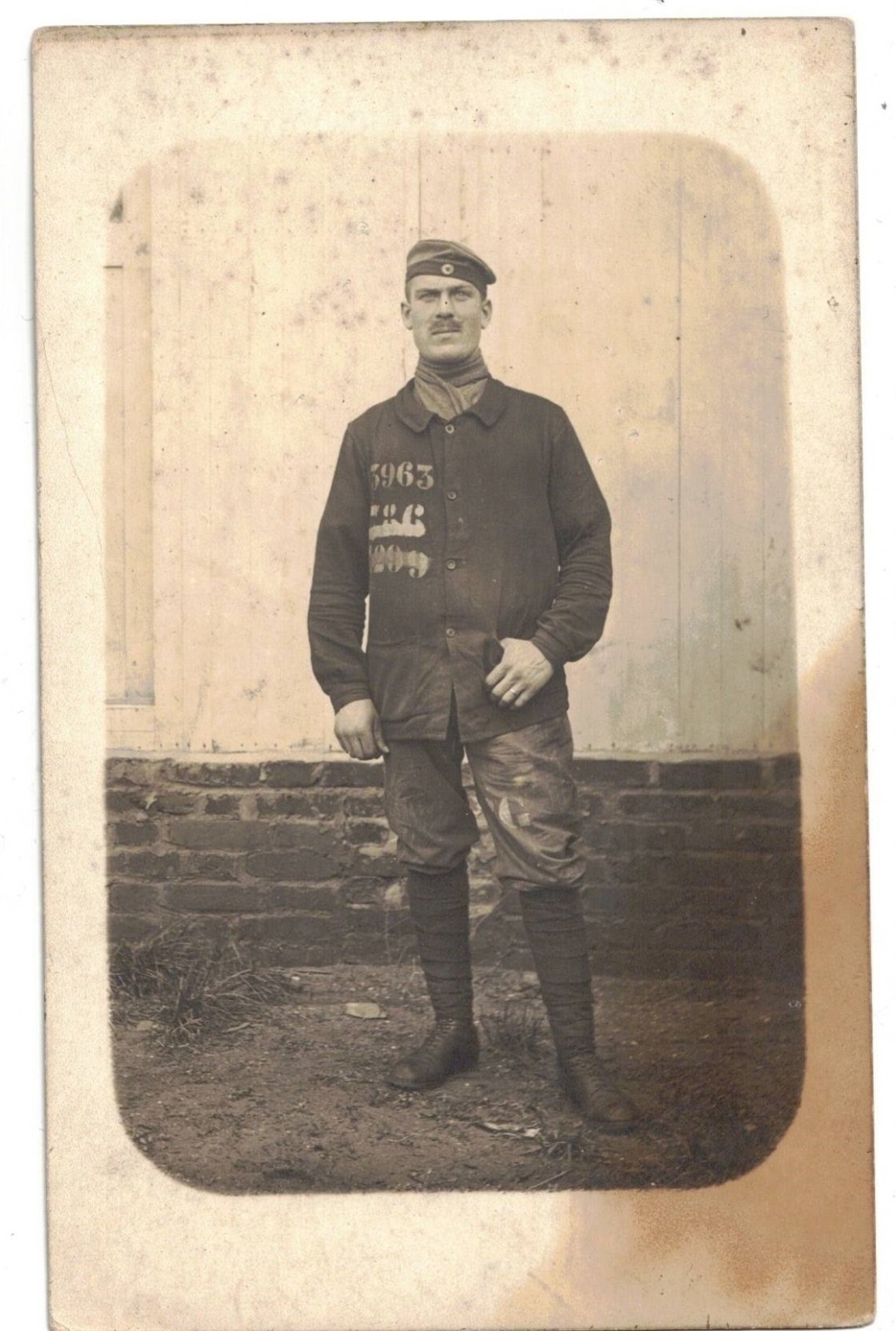 WWI Germany army soldier allied POW camp detail photo postcard RPPC