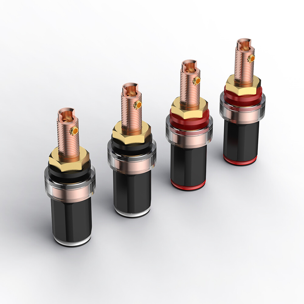 4pcs Copper Plated Binding Post 4mm Amplifier Speaker Terminal HiFi Banana plug