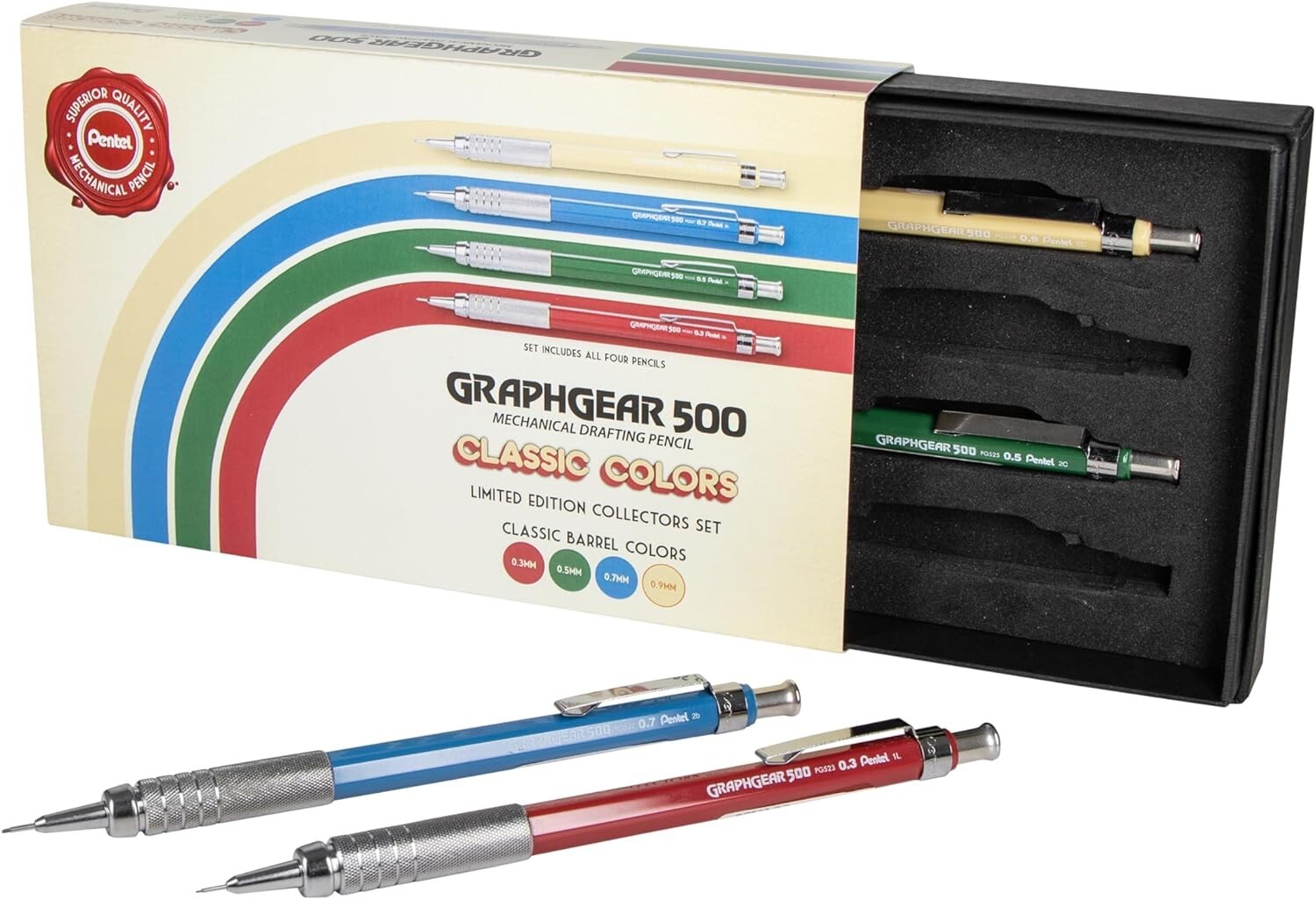 Pentel GraphGear 500 Limited Edition Mechanical Pencil, Classic Colors Box Set