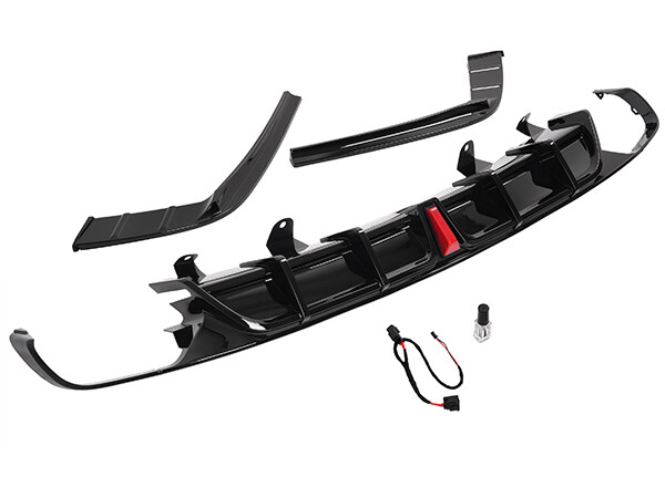 Rear Black Bumper Diffuser Lip Spoiler & Light For Honda Accord 2018-2022