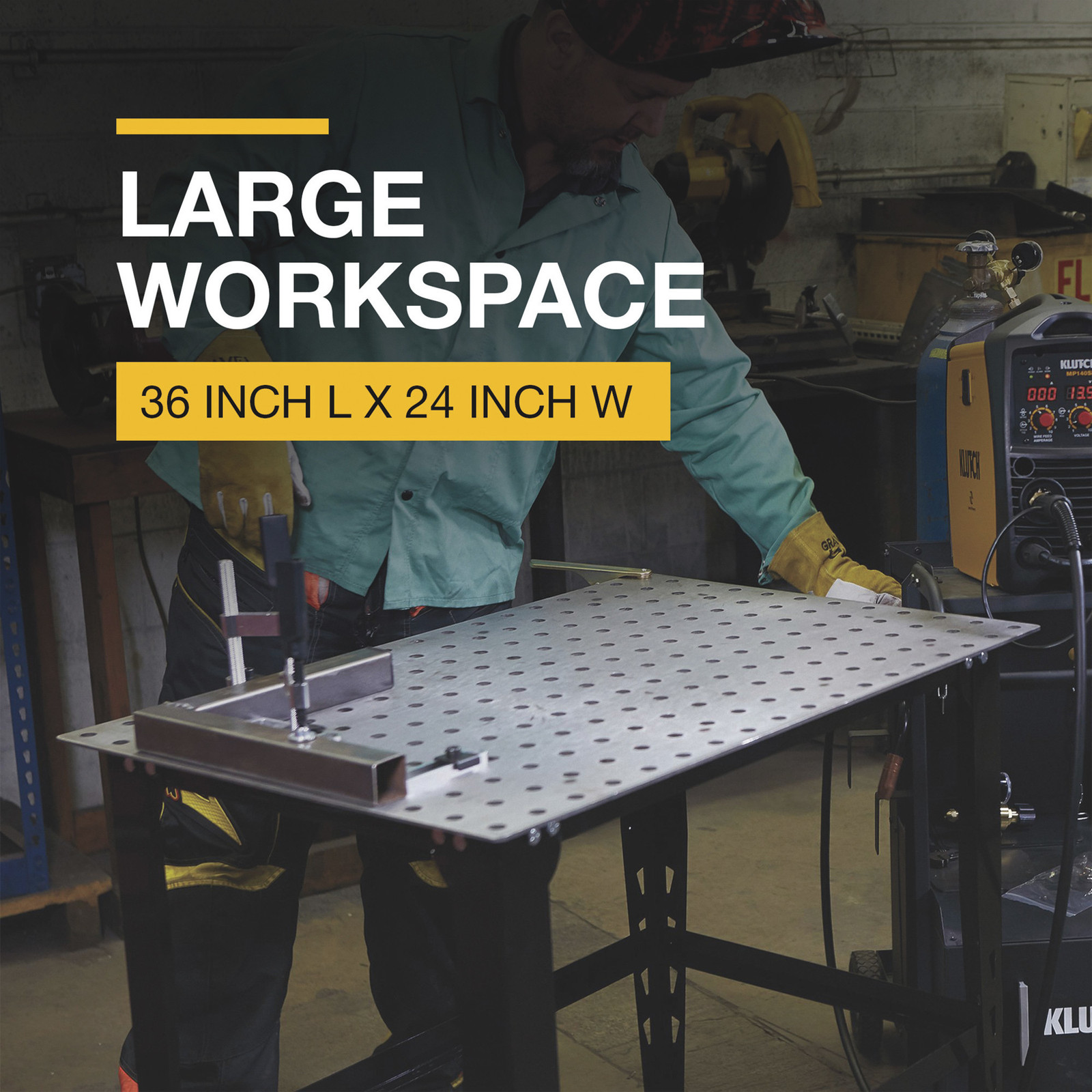 Klutch Steel Welding Table with Tool Kit, 36in.L x 24in.W x 33-1/4in.H