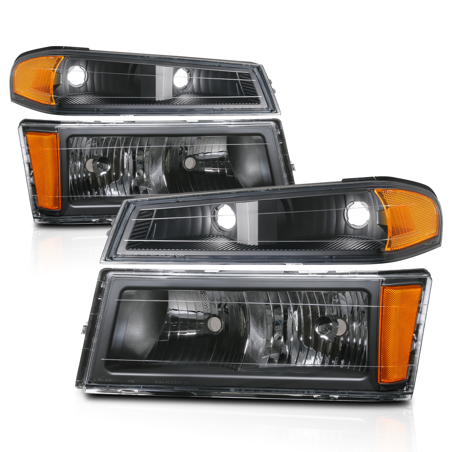 Fits 2004-2012 GMC Canyon Chevy Colorado Black Pair Headlight Bumper Parking L+R