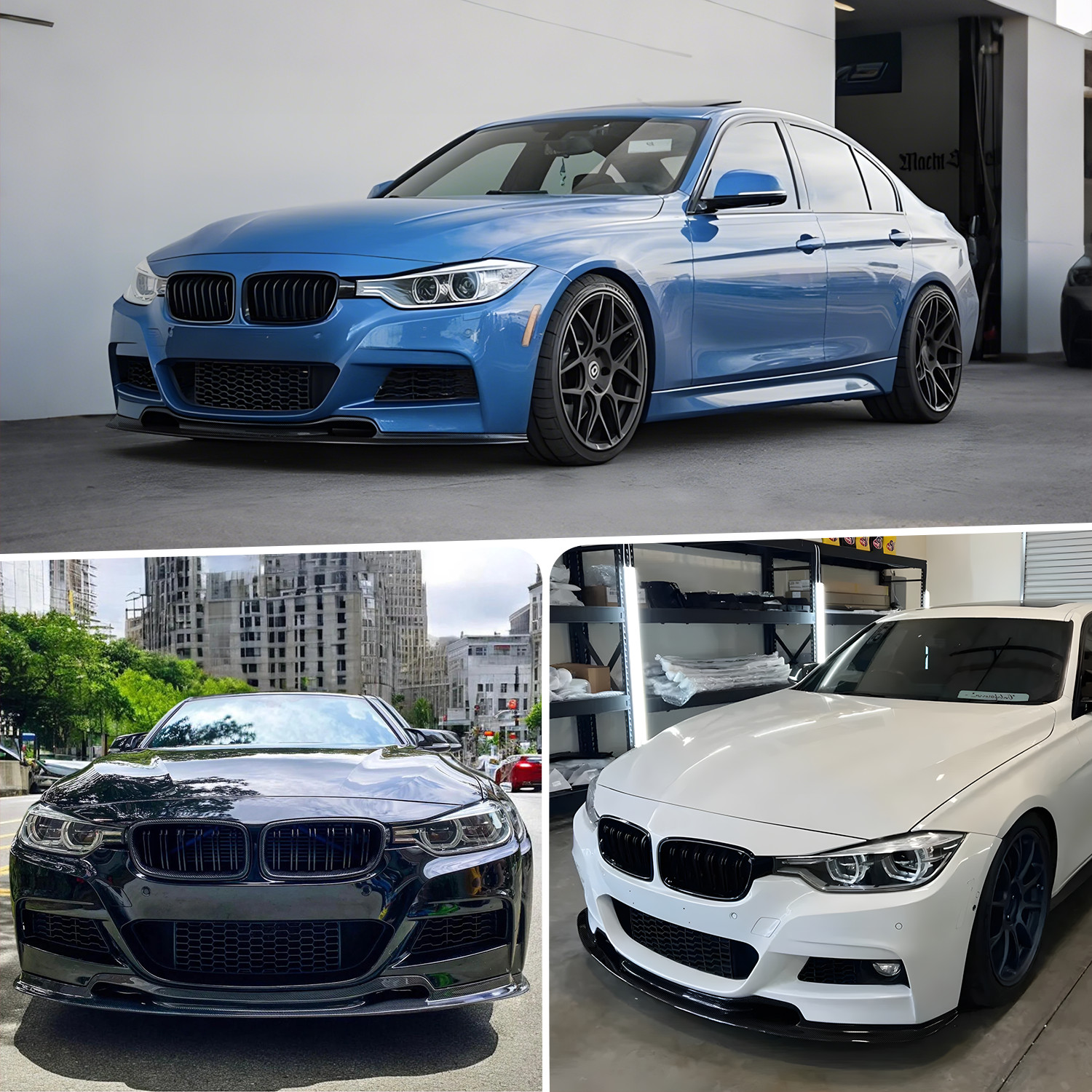 For BMW F30 3 Series M Sport 2012-2018 V2 Carbon Fiber Front Bumper Lip Splitter