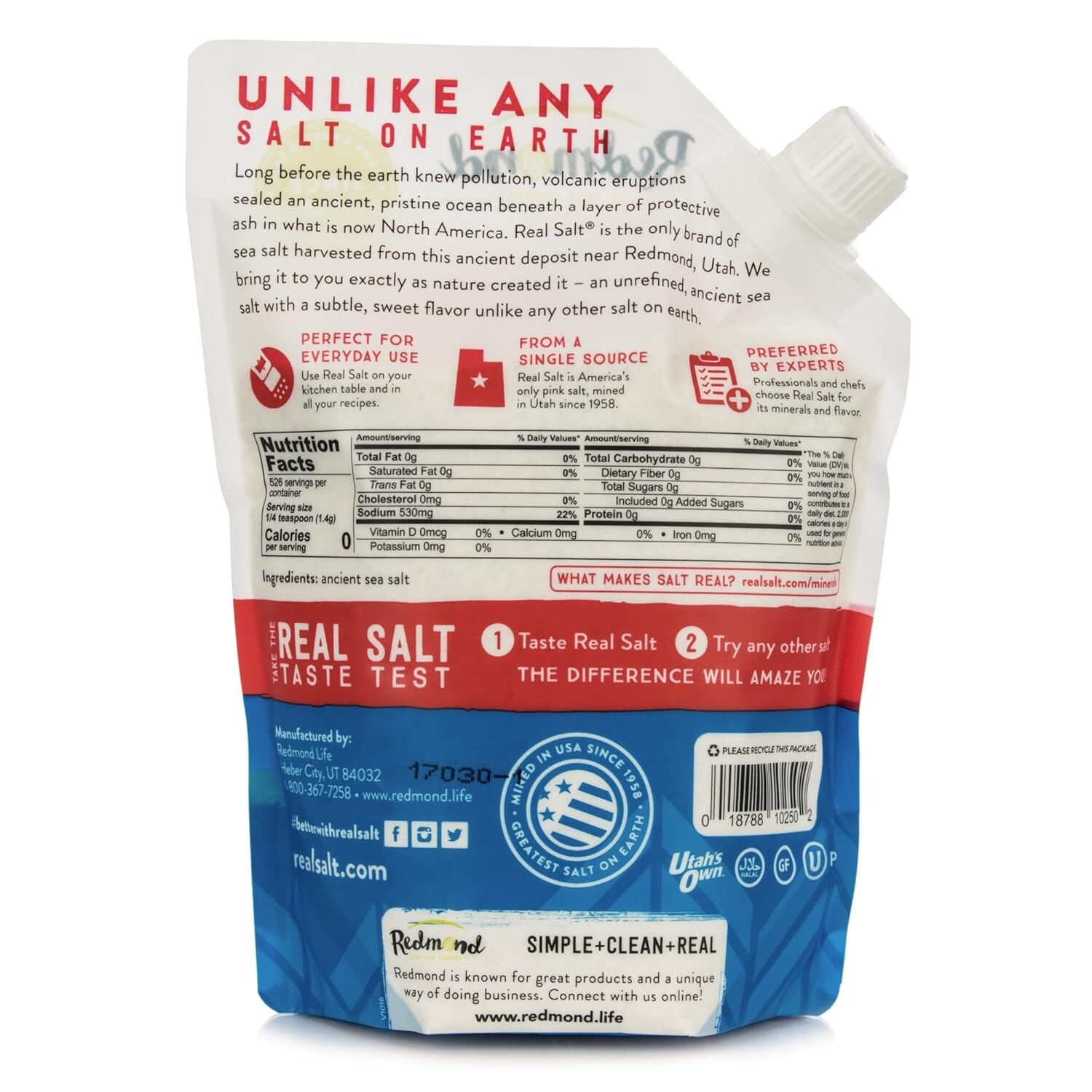 REDMOND Real Sea Salt - Natural Unrefined Gluten Free Fine,