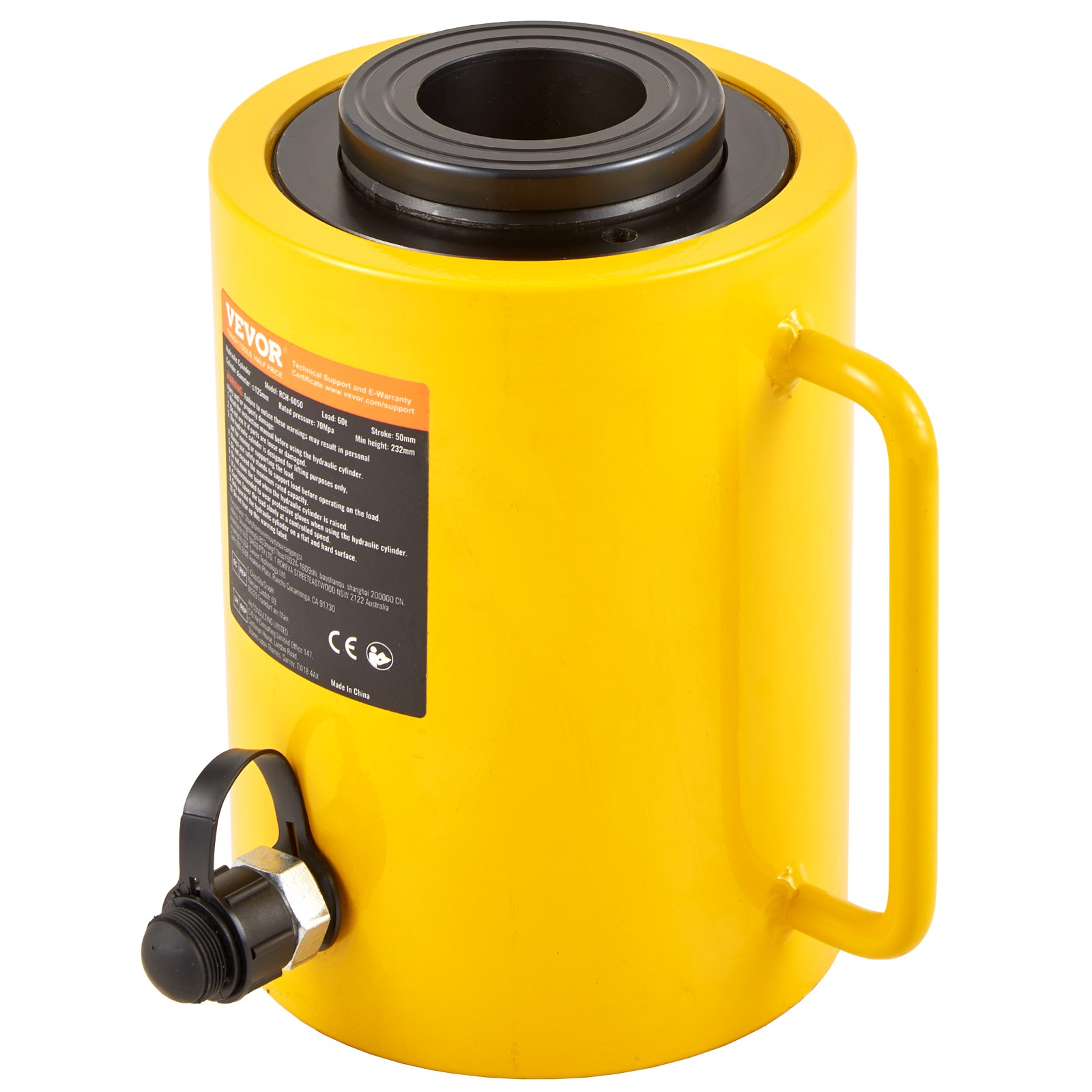 VEVOR 60 Ton 50mm / 4in Stroke Hollow Plunger Hydraulic Cylinder Jack