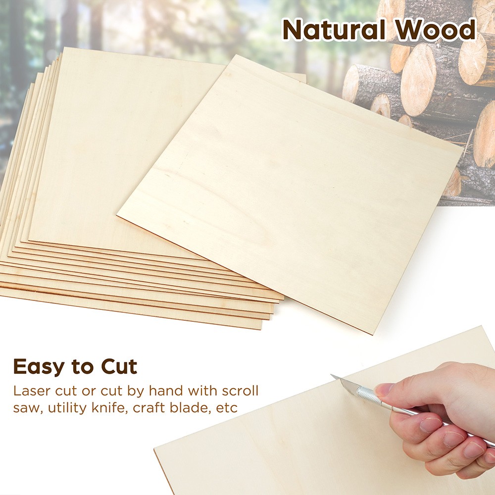 12PCS Basswood Sheets for Crafts 12 X 12 X 1/16 Inch 1.5mm Thick Plywood Sheets