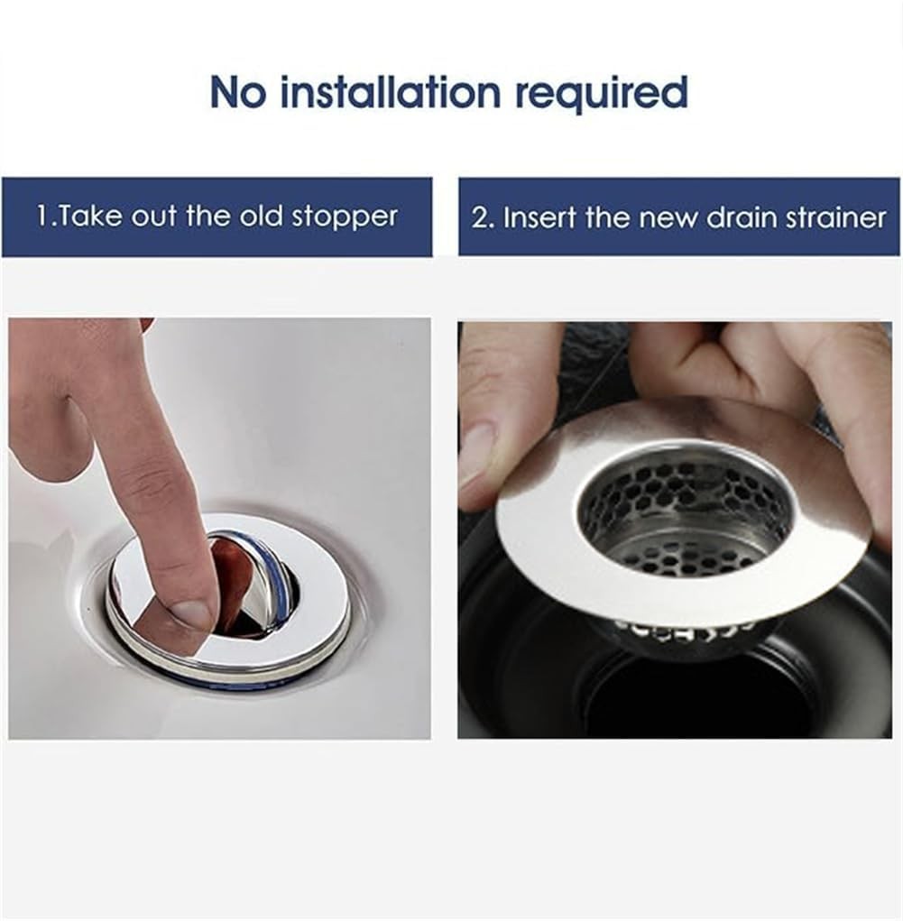 2PCS Stainless Steel Bathroom Sink Hair Catcher Filter