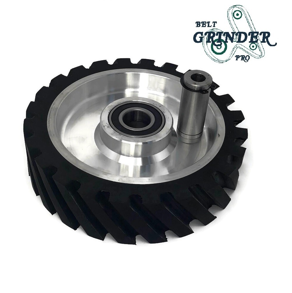 8" Belt Grinder Contact Wheel Serrated Rubber With 1/2 inch bore