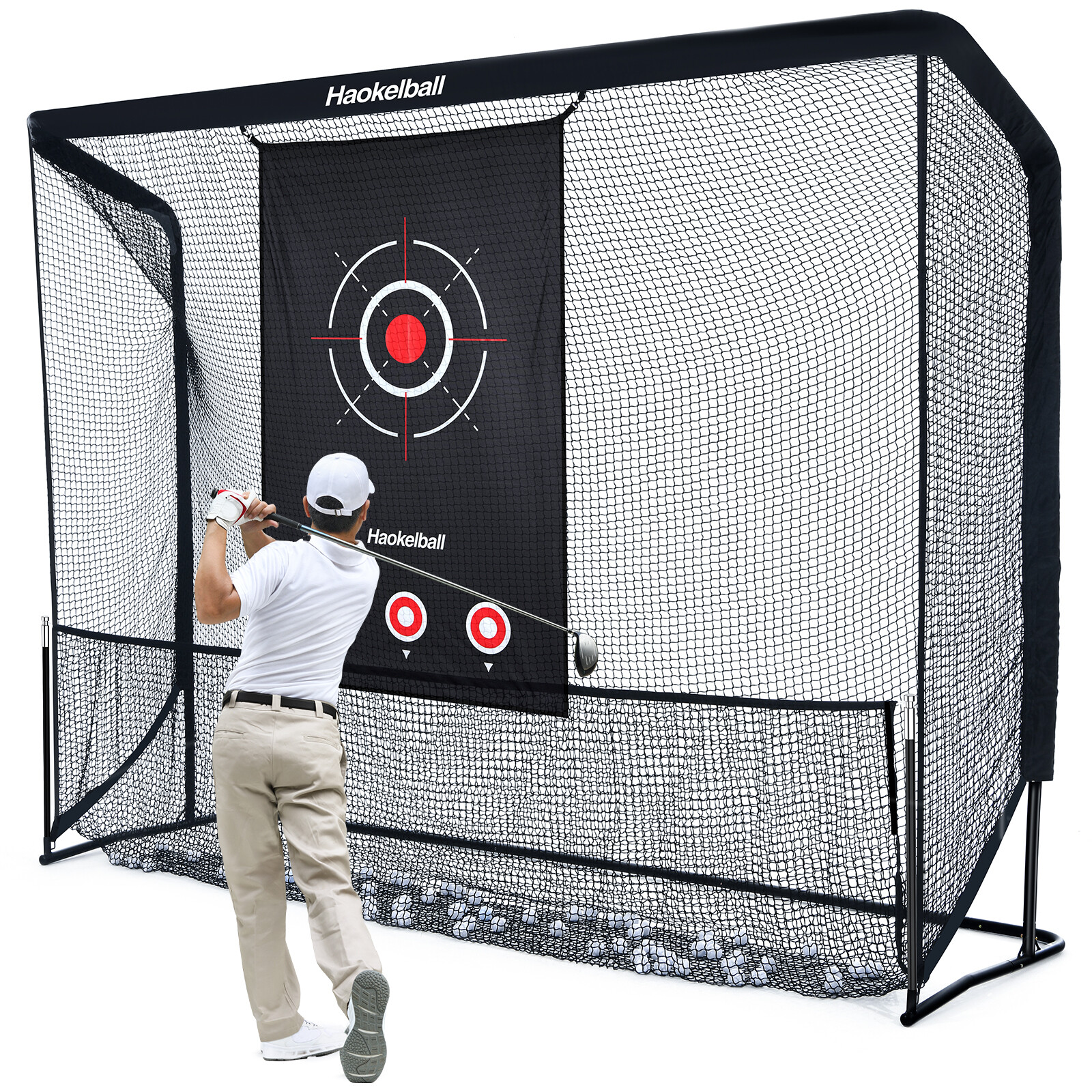 10x7.5' Heavy Duty Golf Hitting Practice Net with Ball Collection & Target Cloth