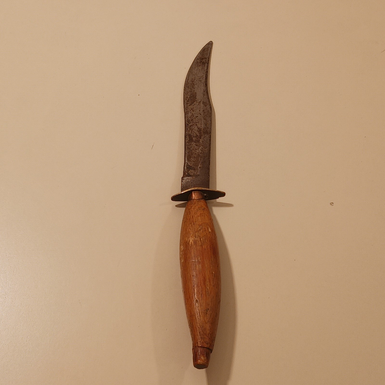 Vintage Bowie Knife Fixed Blade Hunting Survival Wood Handle Brass Bolster Gear