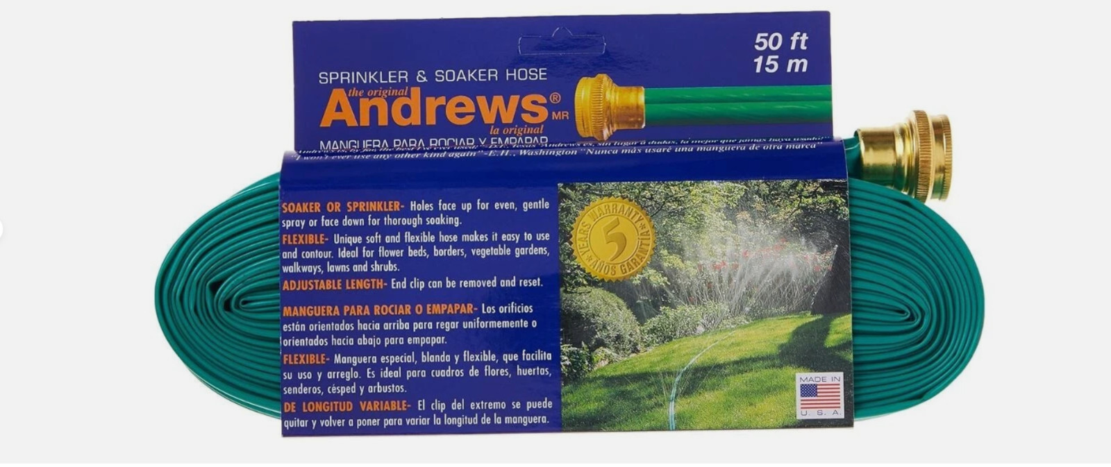 Andrews 10-12348 50ft 2 Tube Sprinkler and Soaker Hose