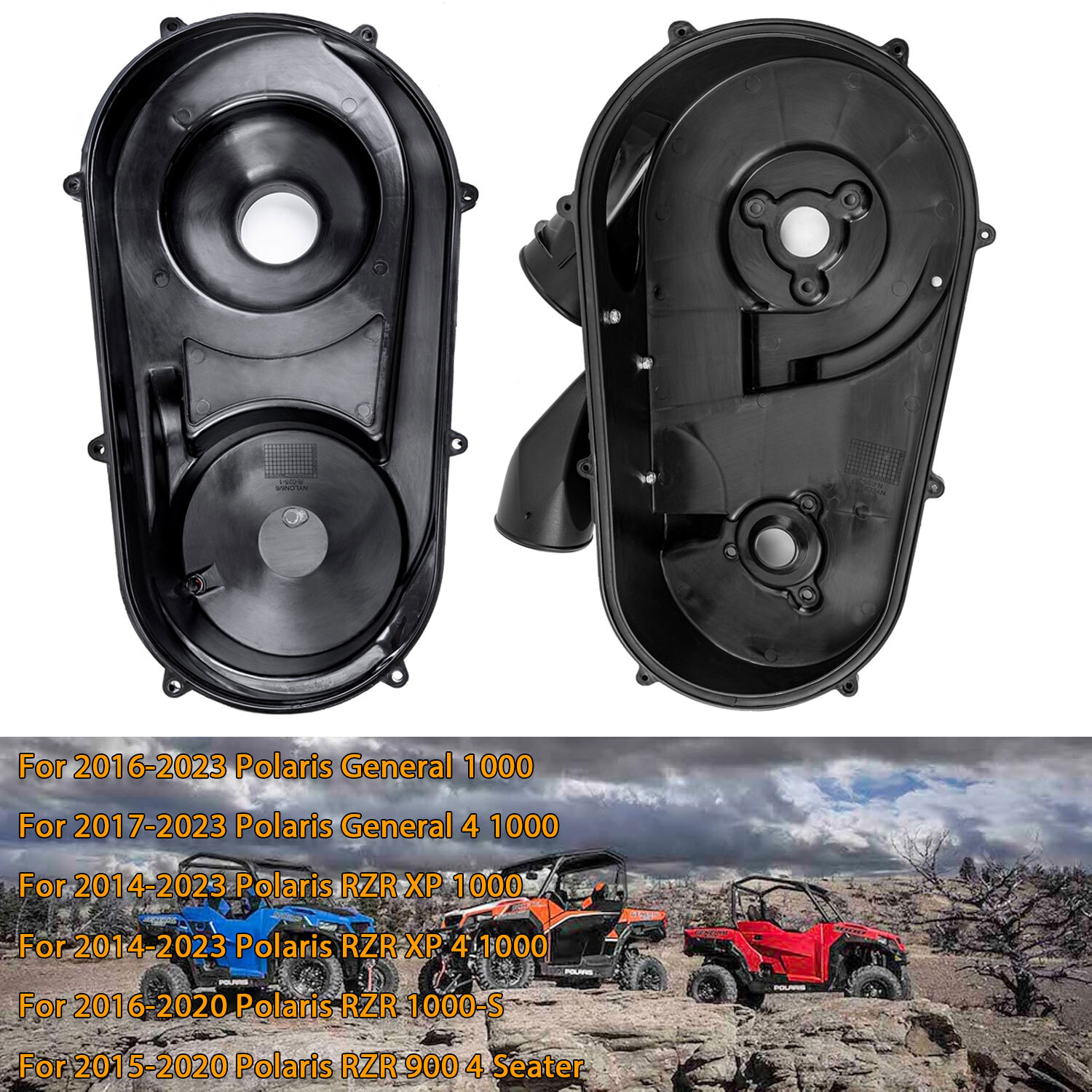 For 2014-2023 Polaris General 1000 Ranger RZR Inner + Outer Clutch Belt Cover